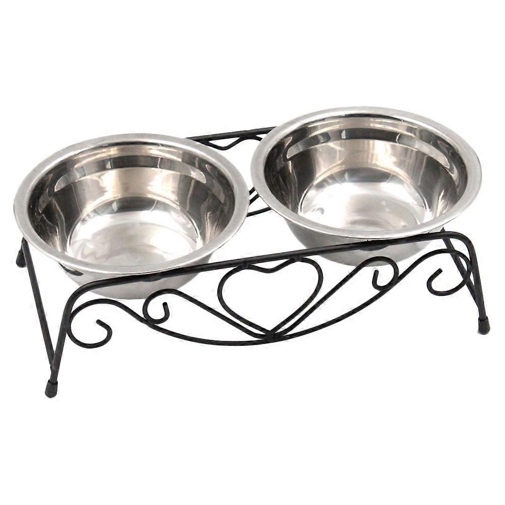 Stainless Steel Double Pet Food Bowl for Cats and Dogs – Elevated Feeder with Smooth Edges, Stable and Bite Resistant Design for Safe and Comfortable