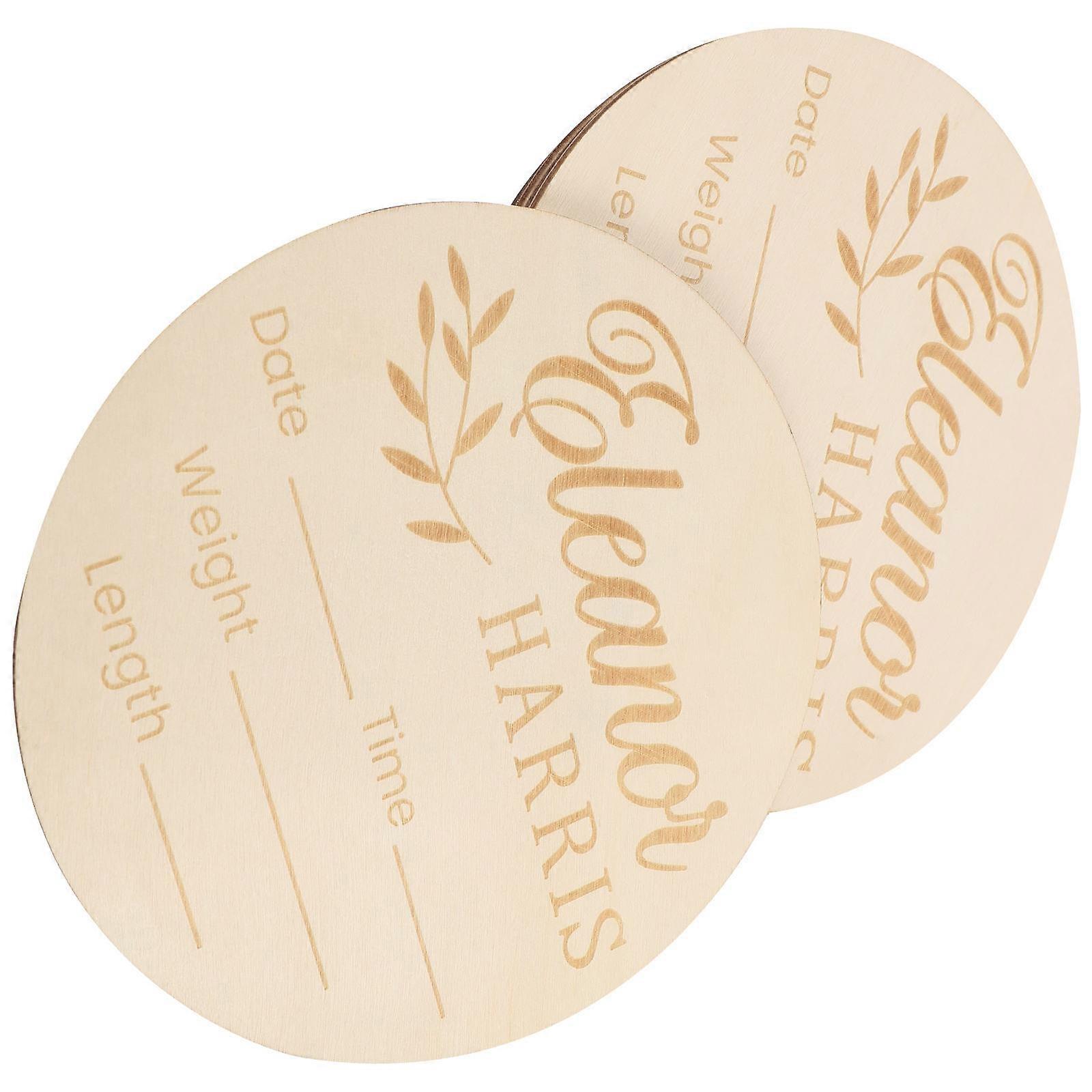 5pcs Wood Heart Shaped Birth Announcement and Baby Name Signs for Newborn