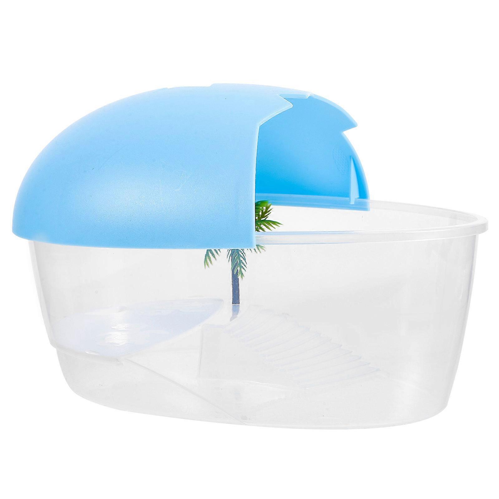 Reptile Box Tortoise Basking Platform For Pet Owners Sky-Blue Plastic With 1Set
