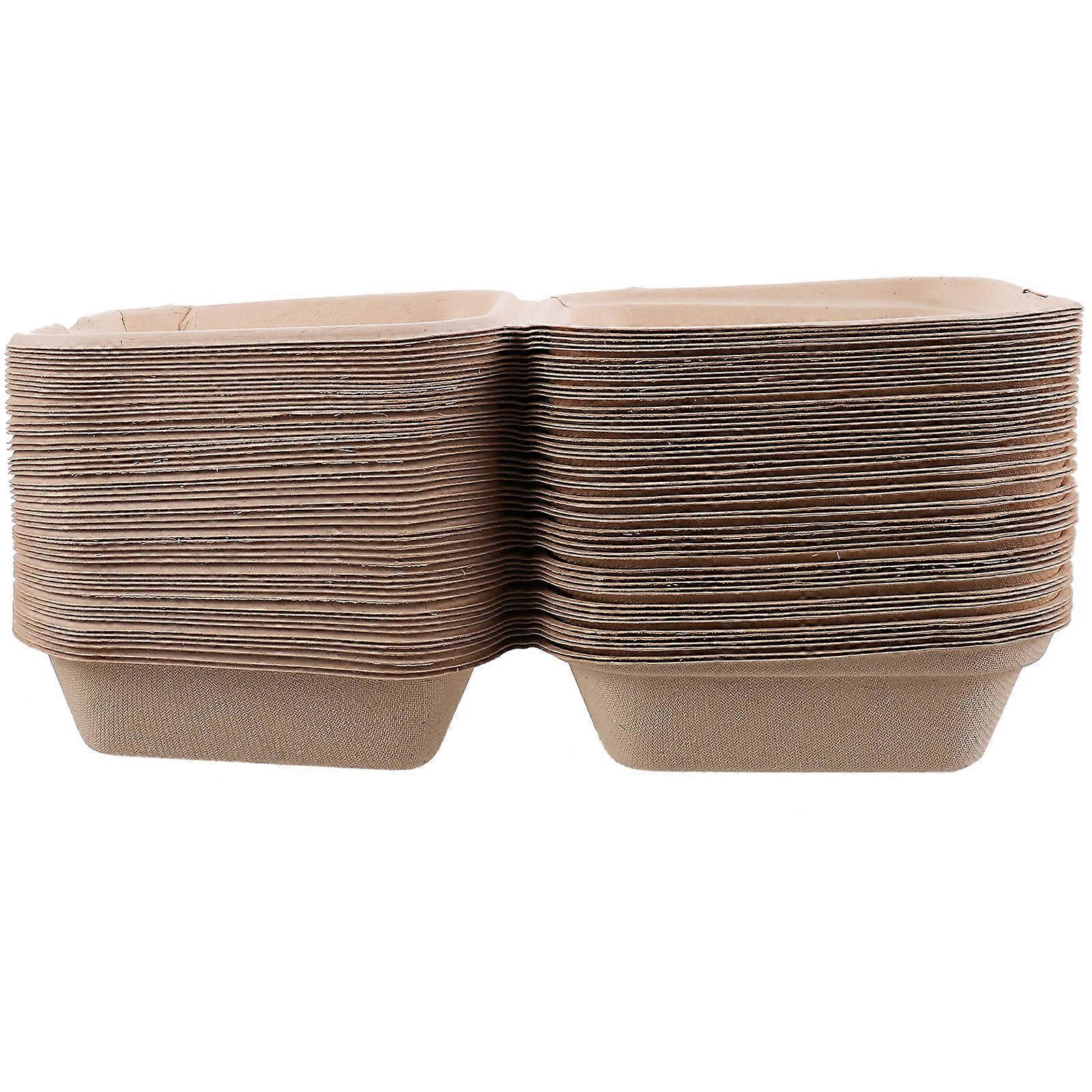 Hamburger Takeout Boxes 50Set Perfect For Home Use Movie Night And Parties In Khaki Lightweight Paper Pulp Material For Food Storage