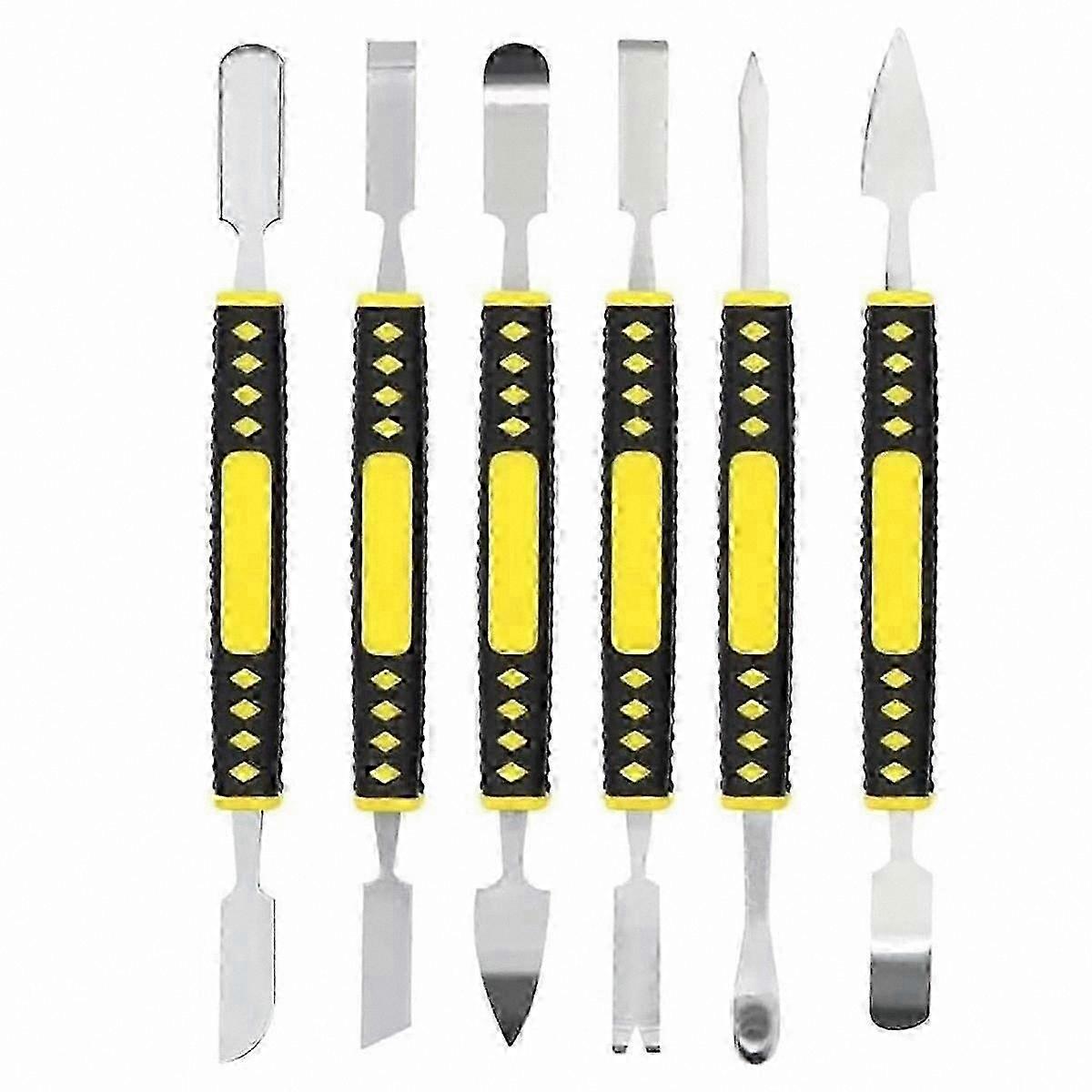 6-Piece Double-Edged Pry Tool Set, Durable Metal Crowbar Kit for Phone Repair with Strong Practicality