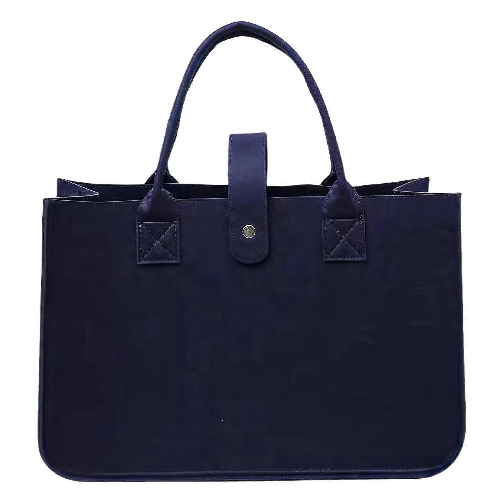 Practical Felt Shopping Bag Reinforced Handle Functional Storage Handbag Fashion Accessory for Office and Daily Use  Navy blue