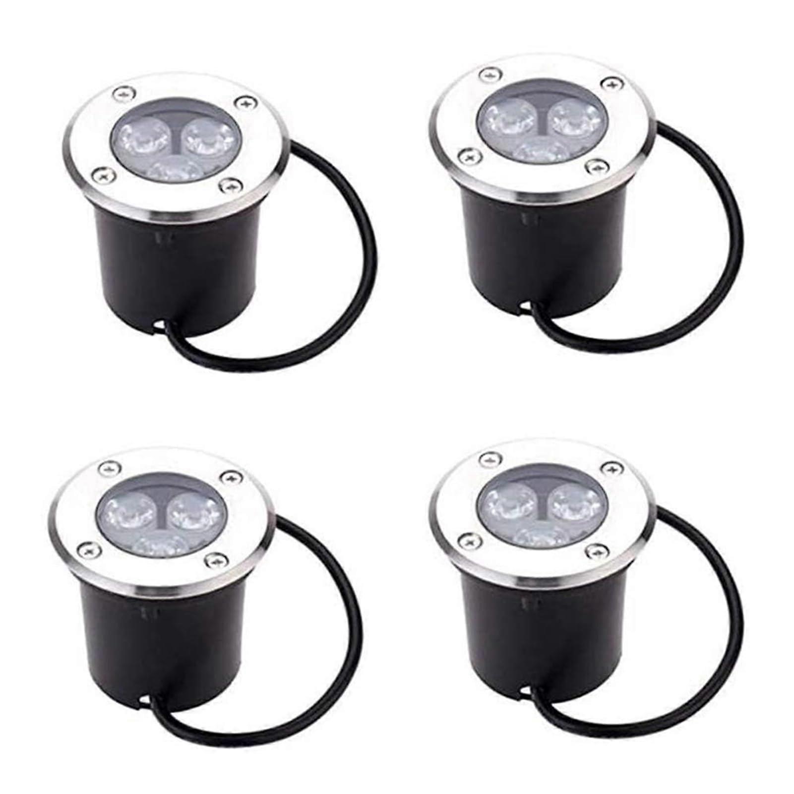 LED In Ground Lights 4-Pack Recessed LED Floor Light AC100-277V IP67 Waterproof Yellow 3W Pathway Lights For Driveway