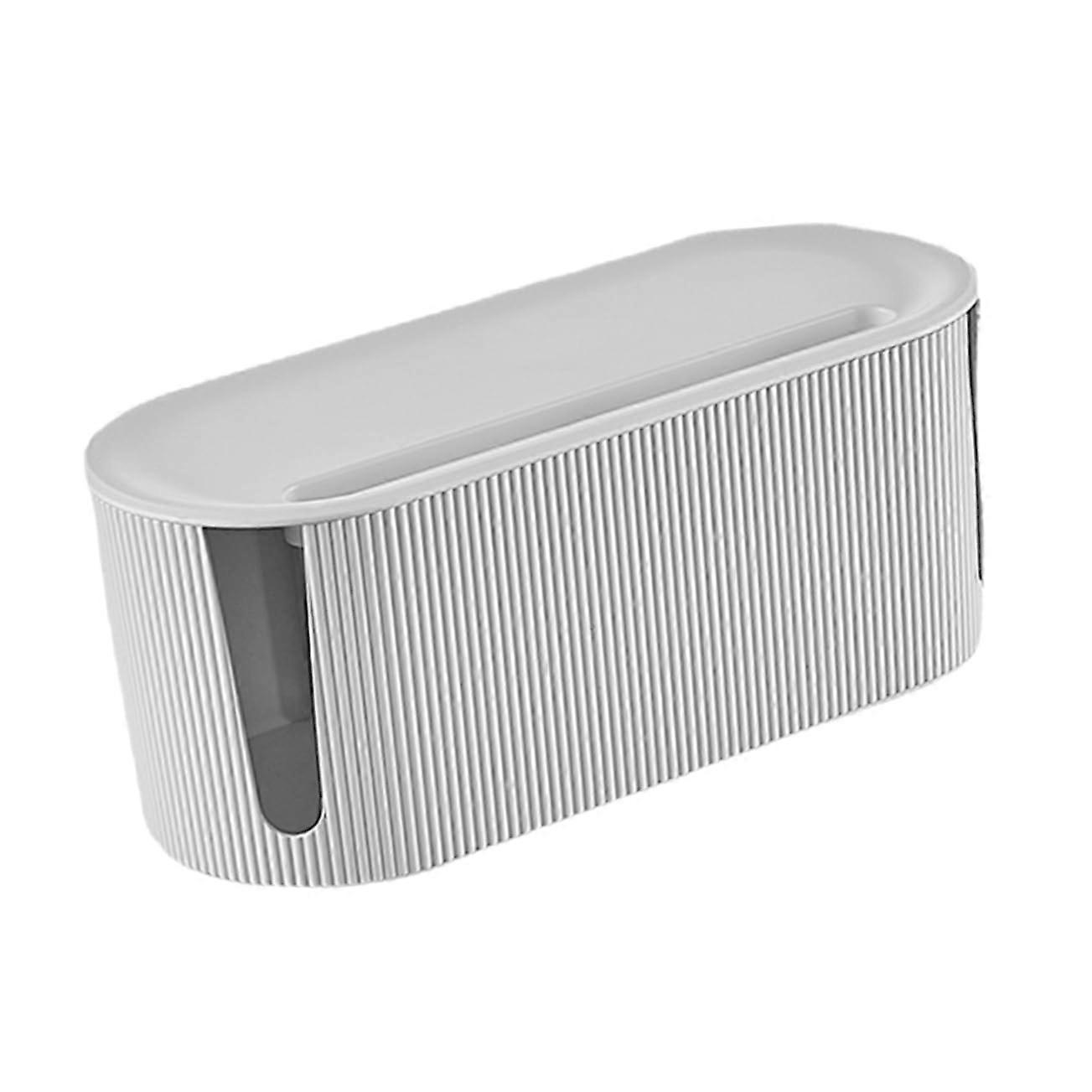 Cable Storage Box - Multifunctional Cable Management Organizer for Adapters, Power Cords, and Outlets, Removable, Simple White for Office or Home