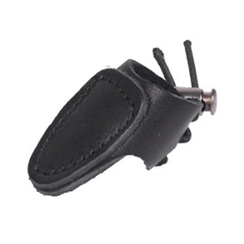 Archery Finger Guard with Soft Leather Thumb Ring, Black