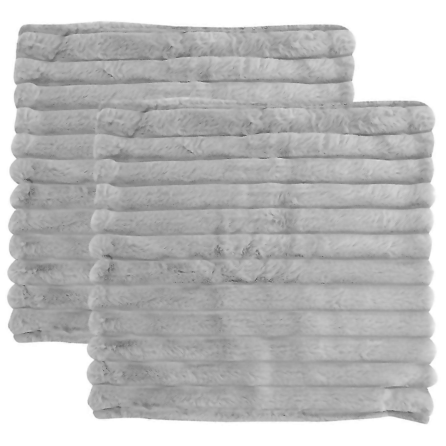 For Faux Fur Plush Throw Pillow Covers Fuzzy Striped Pillowcase A Grey