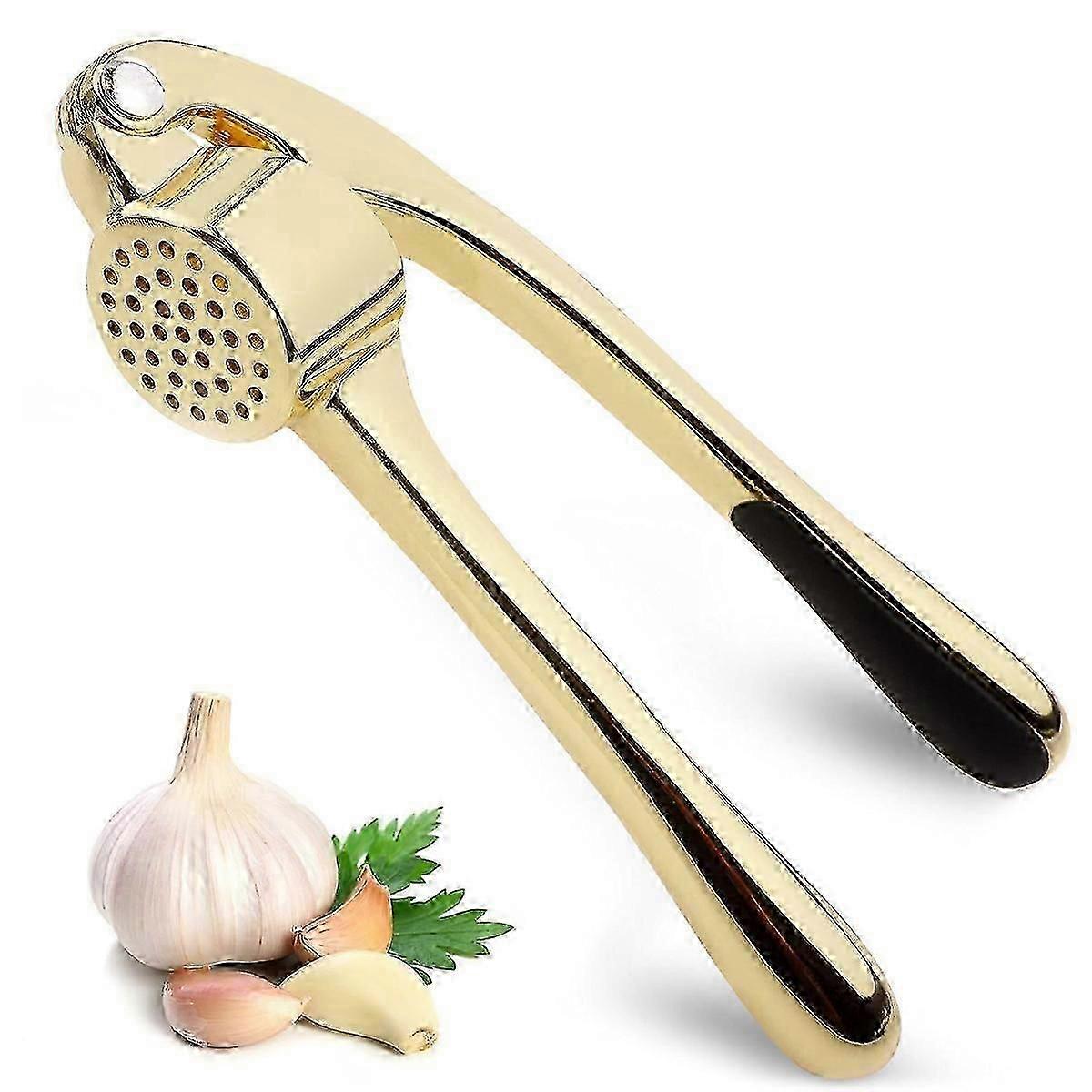 Premium Garlic Press - Soft Easy-squeeze Ergonomic Handle, Sturdy Design Extracts More Garlic Paste Per Clove, Garlic Crusher For Nuts Seeds, Profes