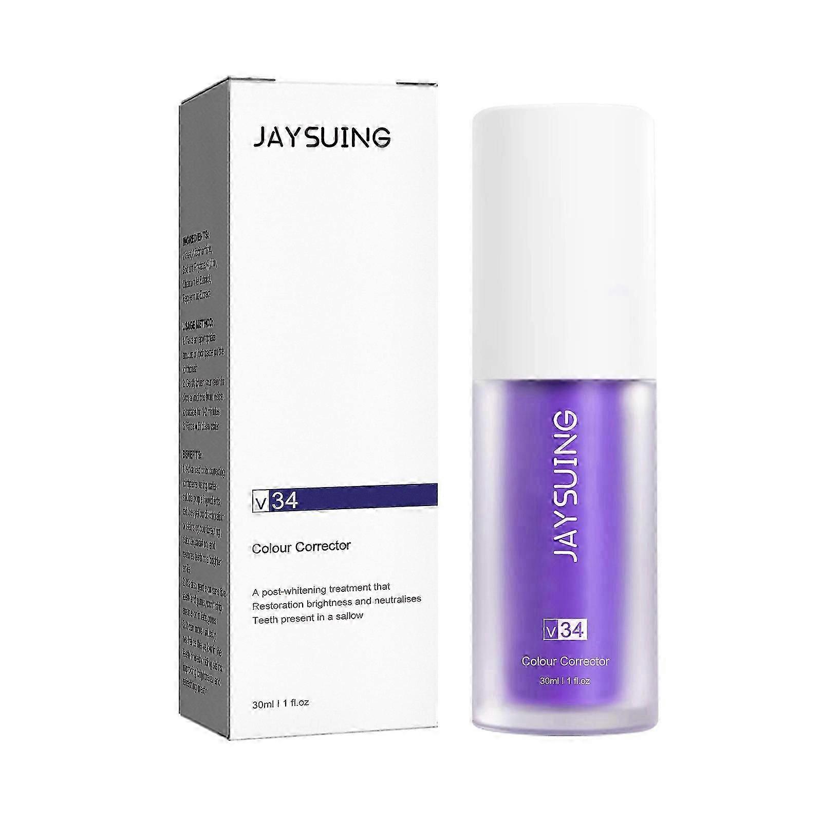 Jaysuing V34 purple toothpaste, cleans bad breath, stains, whitens teeth, whitens teeth care toothpaste