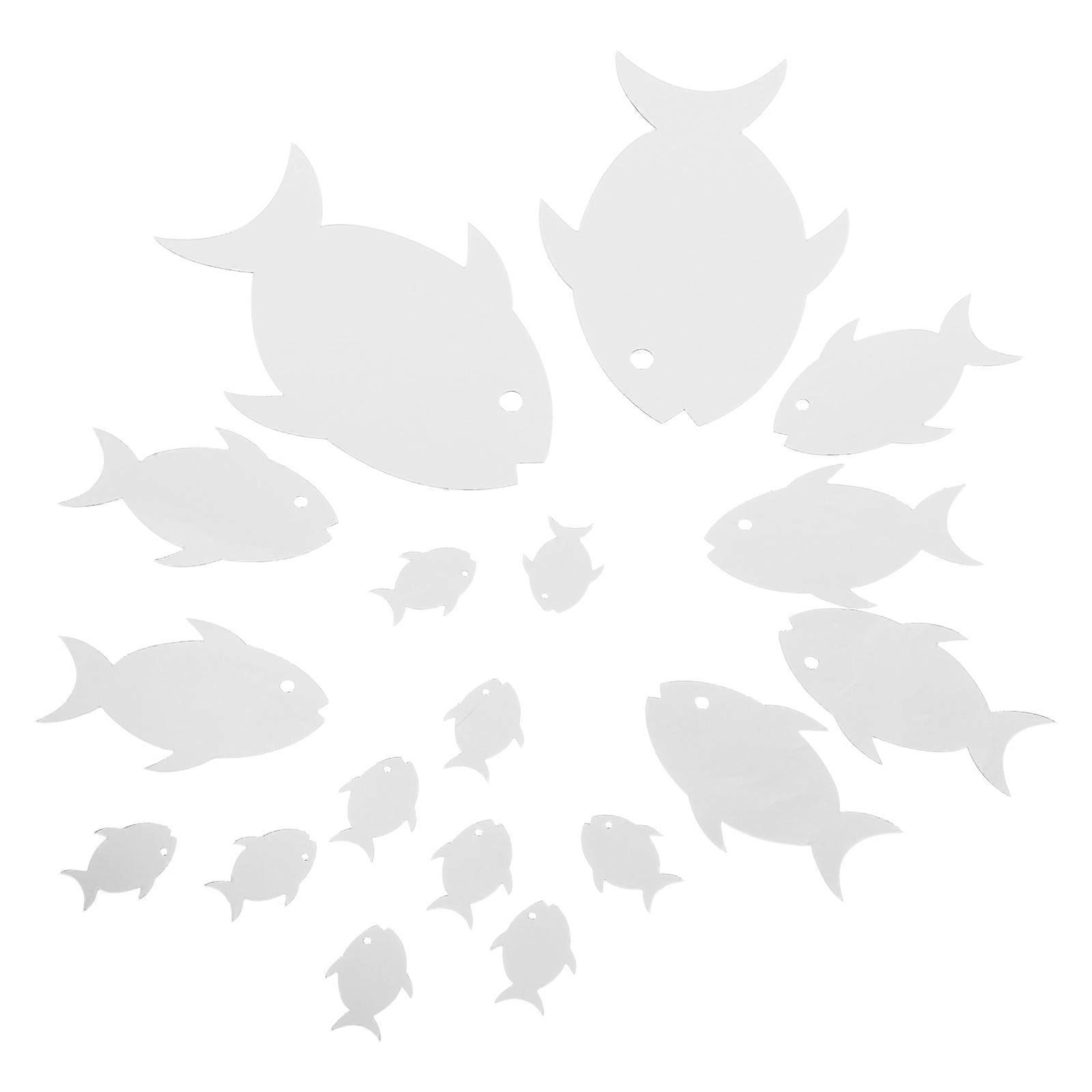 Ocean Fish Shaped Acrylic Mirror for Home 2Sets Decorative Frameless Wall Art