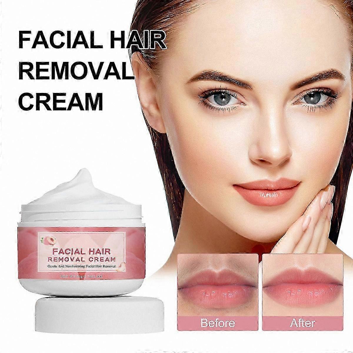Facial Hair Remover for Sensitive Skin, Soothing Cream for Delicate Areas, Gentle Peach-Scented Depilatory Solution