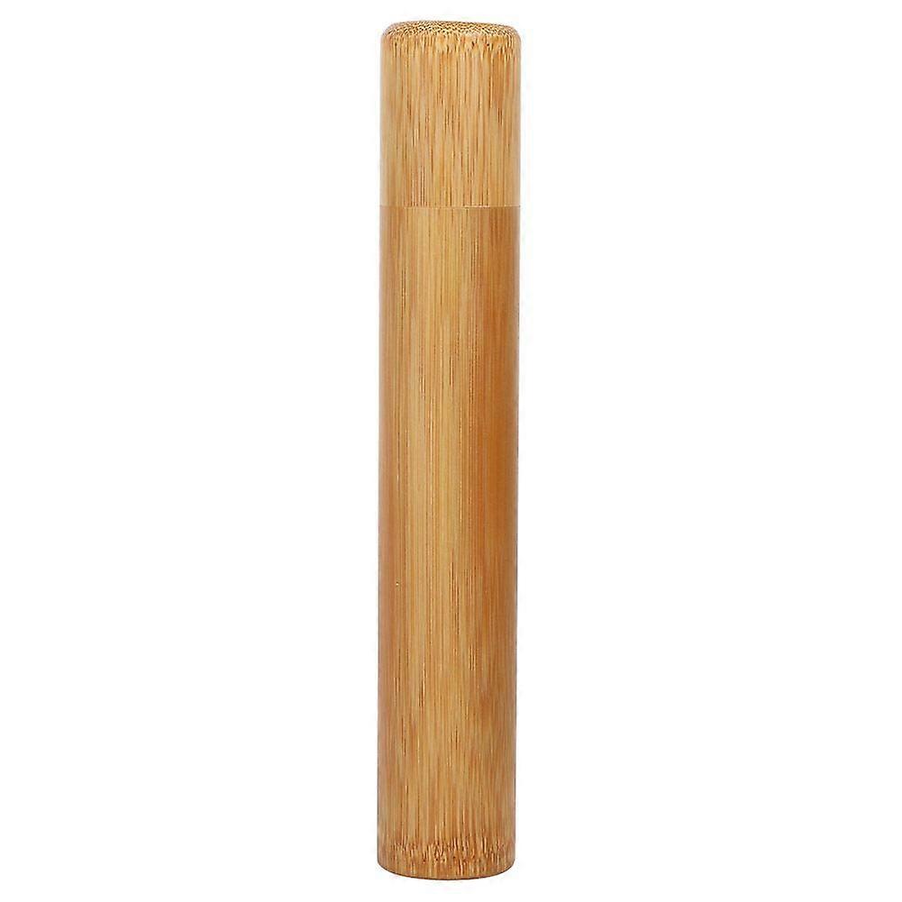 1Pc Round Portable Handmade Natural Bamboo Tea Jar Storage Holder Container Box (2.5 x 15.5cm)