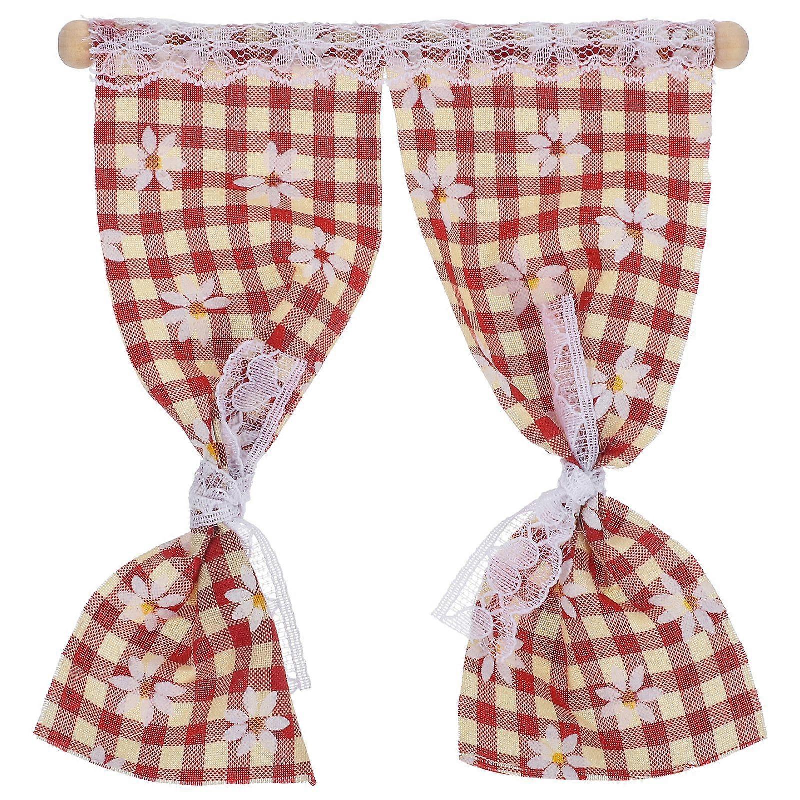 Mini Curtain Miniature House Flower Window Curtain Tiny House Window Accessory