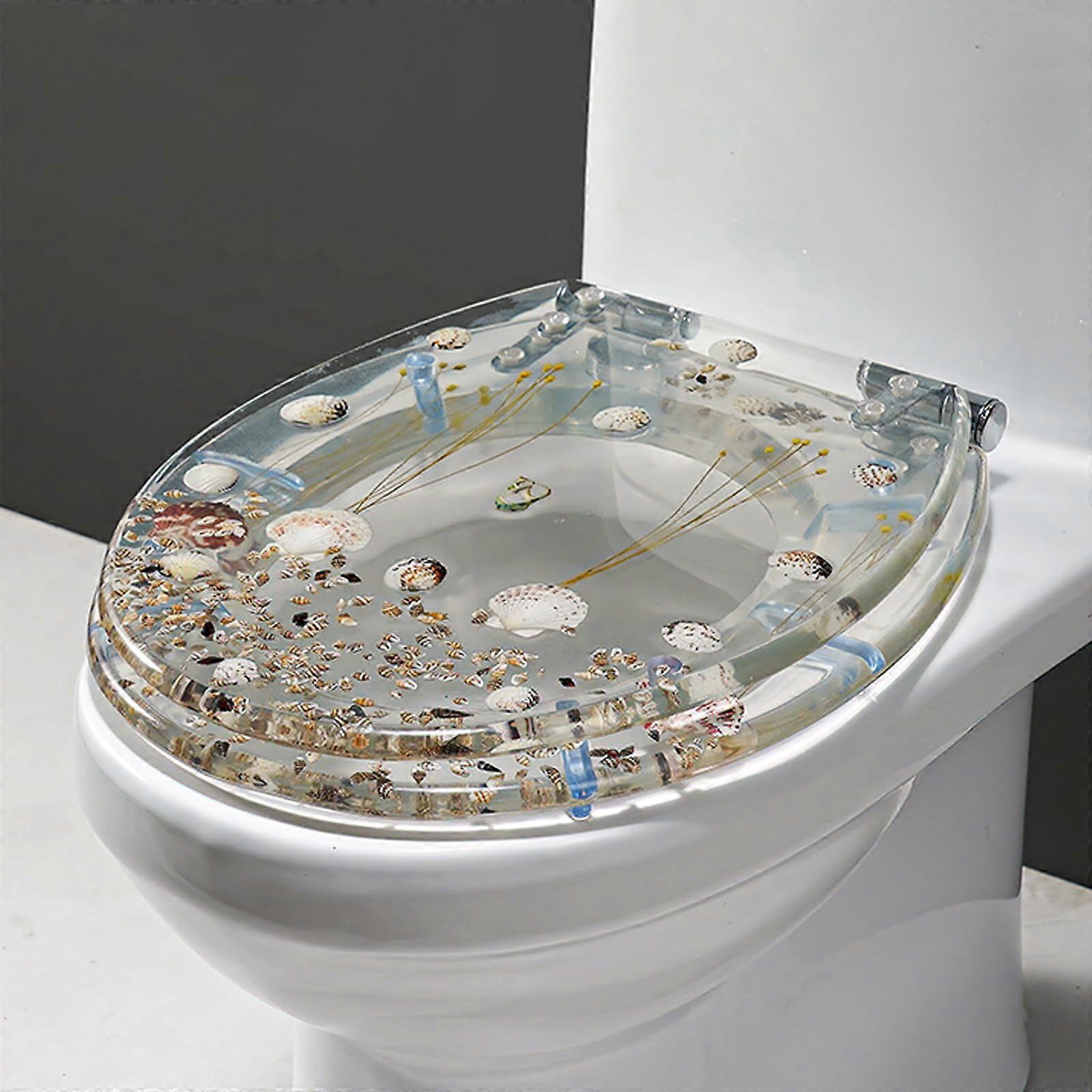 Transparent Resin Toilet Seat, Semi-Enclosed Contemporary Design 42cm x 36cm for Modern Bathrooms Style C