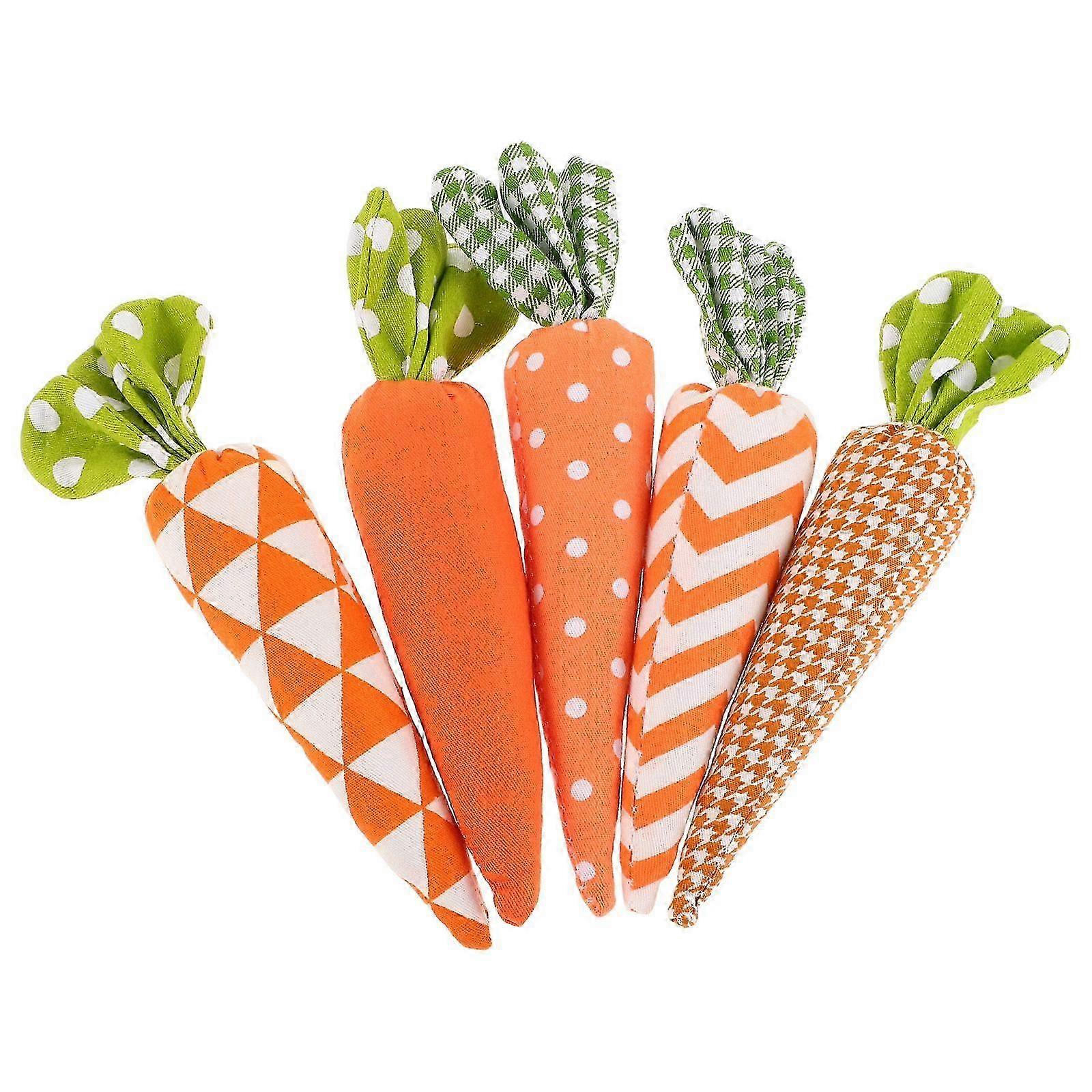 5pcs Easter Carrot Fabric Toy Artificial Carrot Rustic Stuffed vegetable Easter Baskets Decor Tiered Tray Decoration For Farmhouse Spring