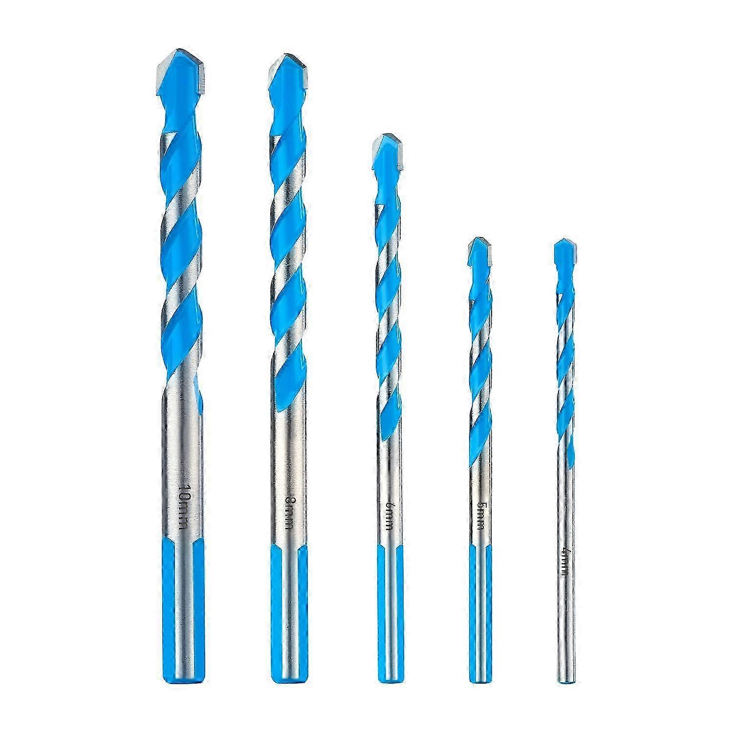 Concrete Drill Bit Set and Masonry Drill Bit Set, Shockproof Hammer Drill Bit Set (5pcs), 4-10mm, 5-pack