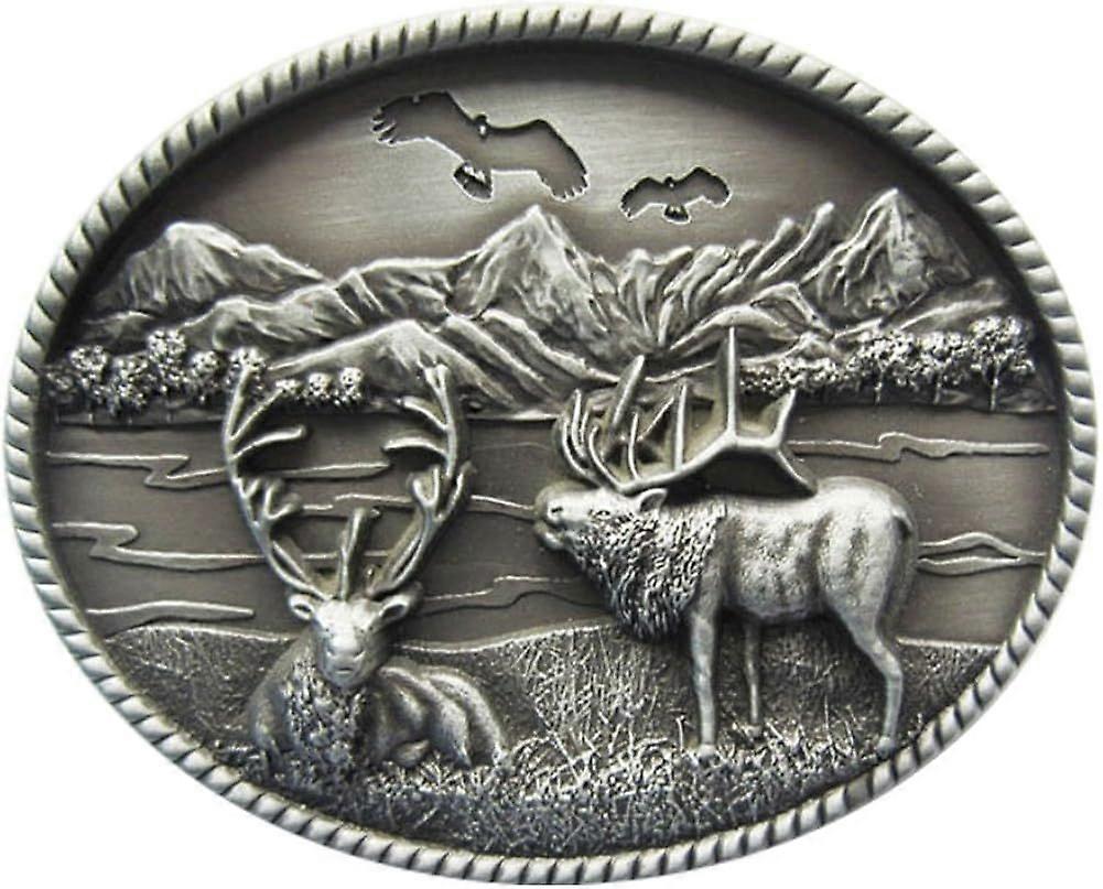 Hebilla de cinturón occidental ovalada de ciervo vintage