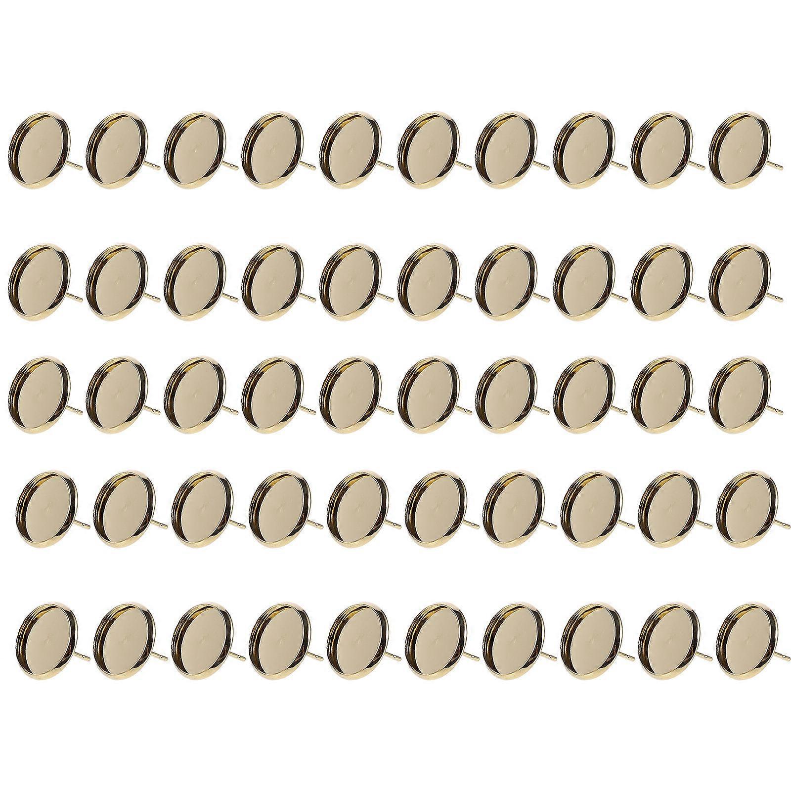 50Pcs Stainless Steel DIY Blank Stud Earring Settings for Making Earrings 12mm Golden