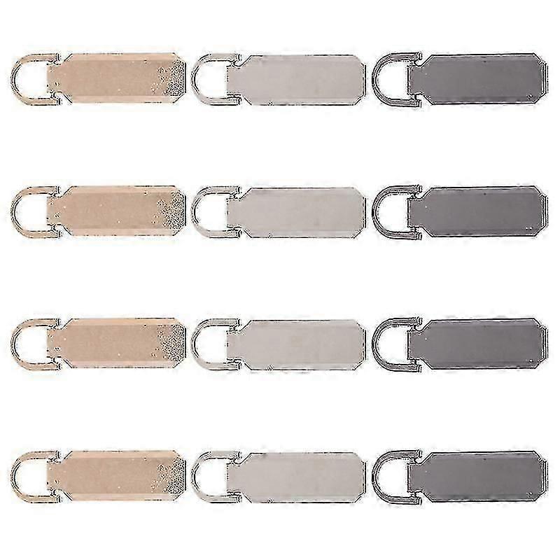 3.8X1.3x0.3cm Golden Zipper Pulls 12pcs Durable Zipper Heads Zipper Tabs Zipper Replacement Pullers