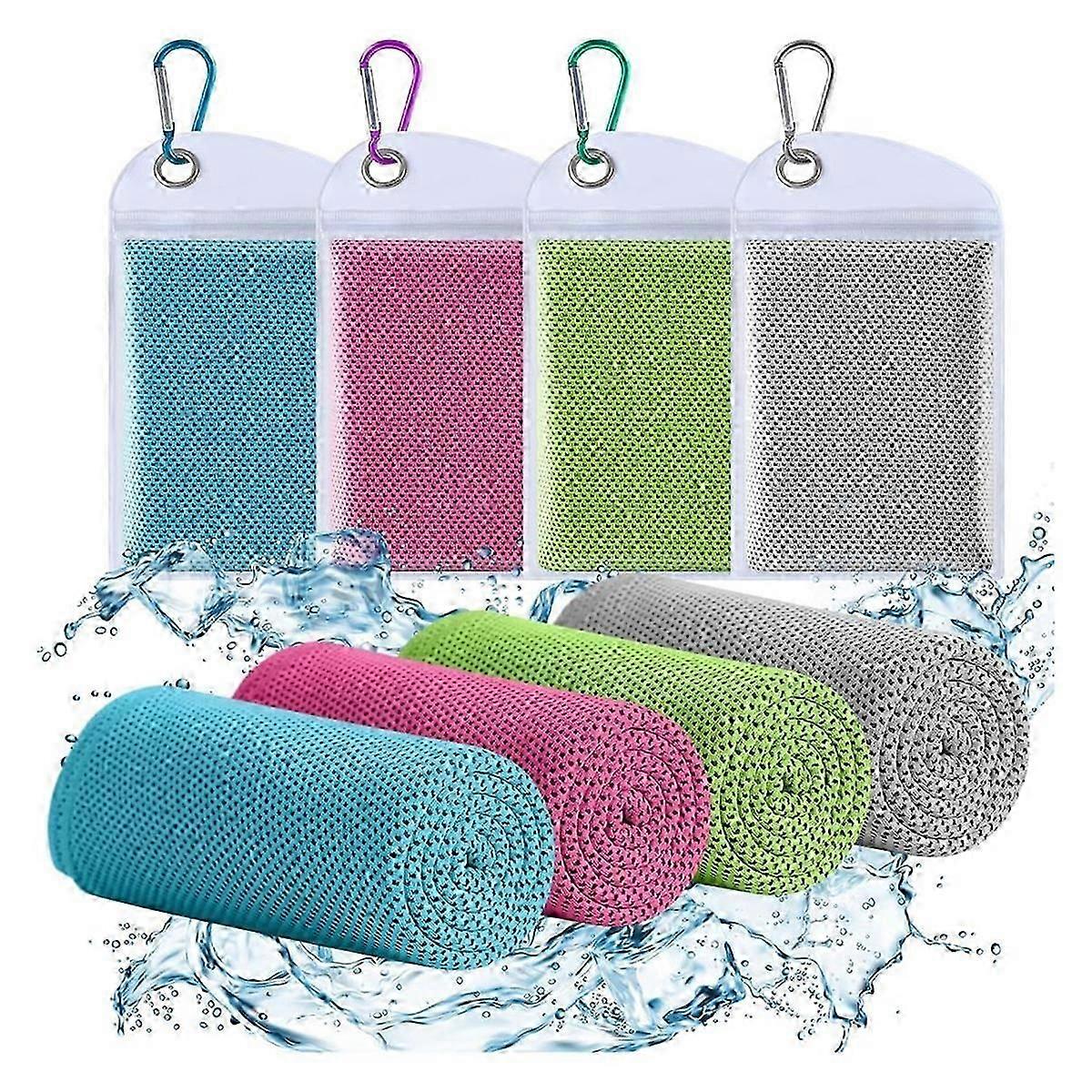 ジムやヨガ用の通気性のある4パックの冷却タオル