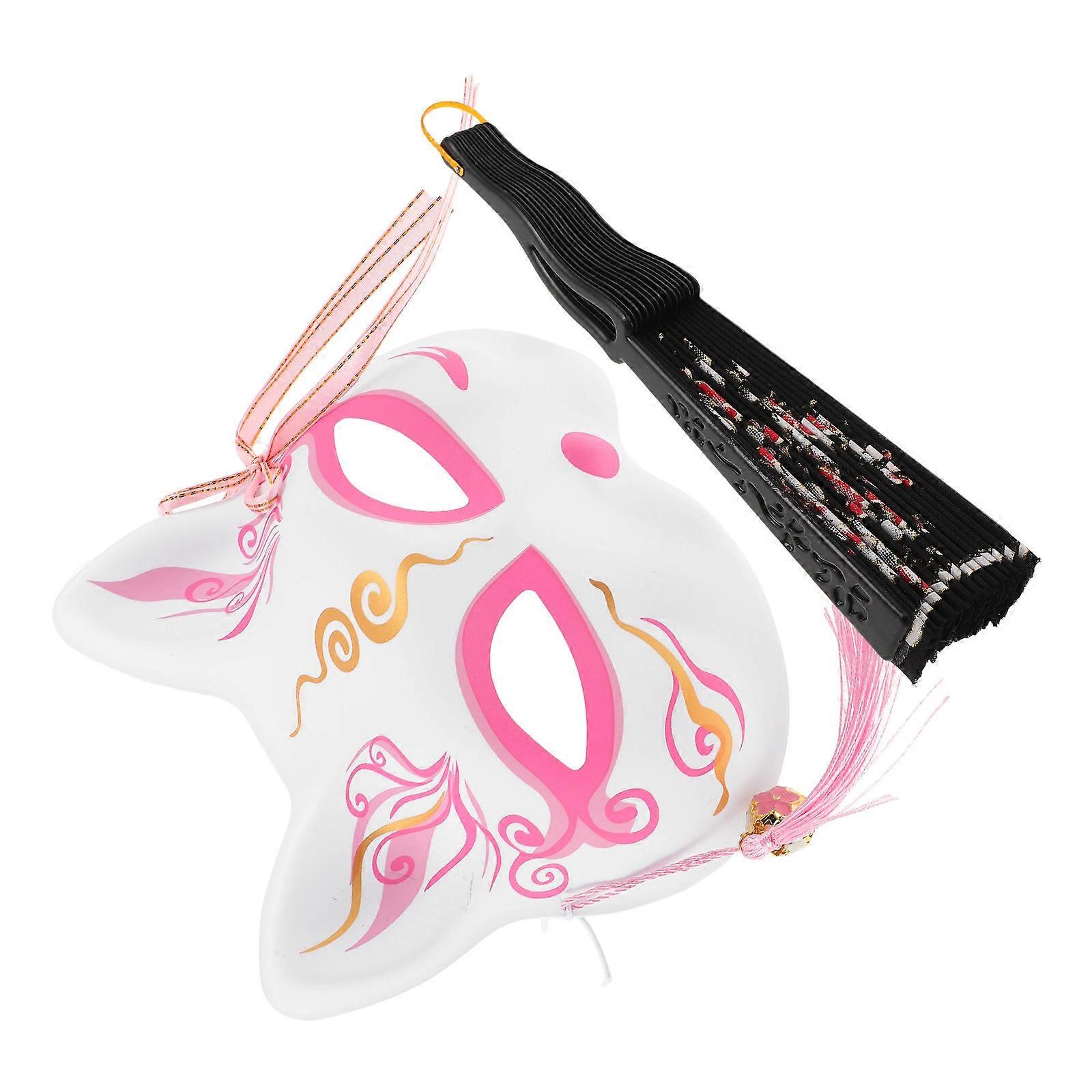 Halloween Fox Mask 5 Sets Japanese Style Cosplay Accessories Assorted Color Half Face Design For Masquerade And Costume Gathering