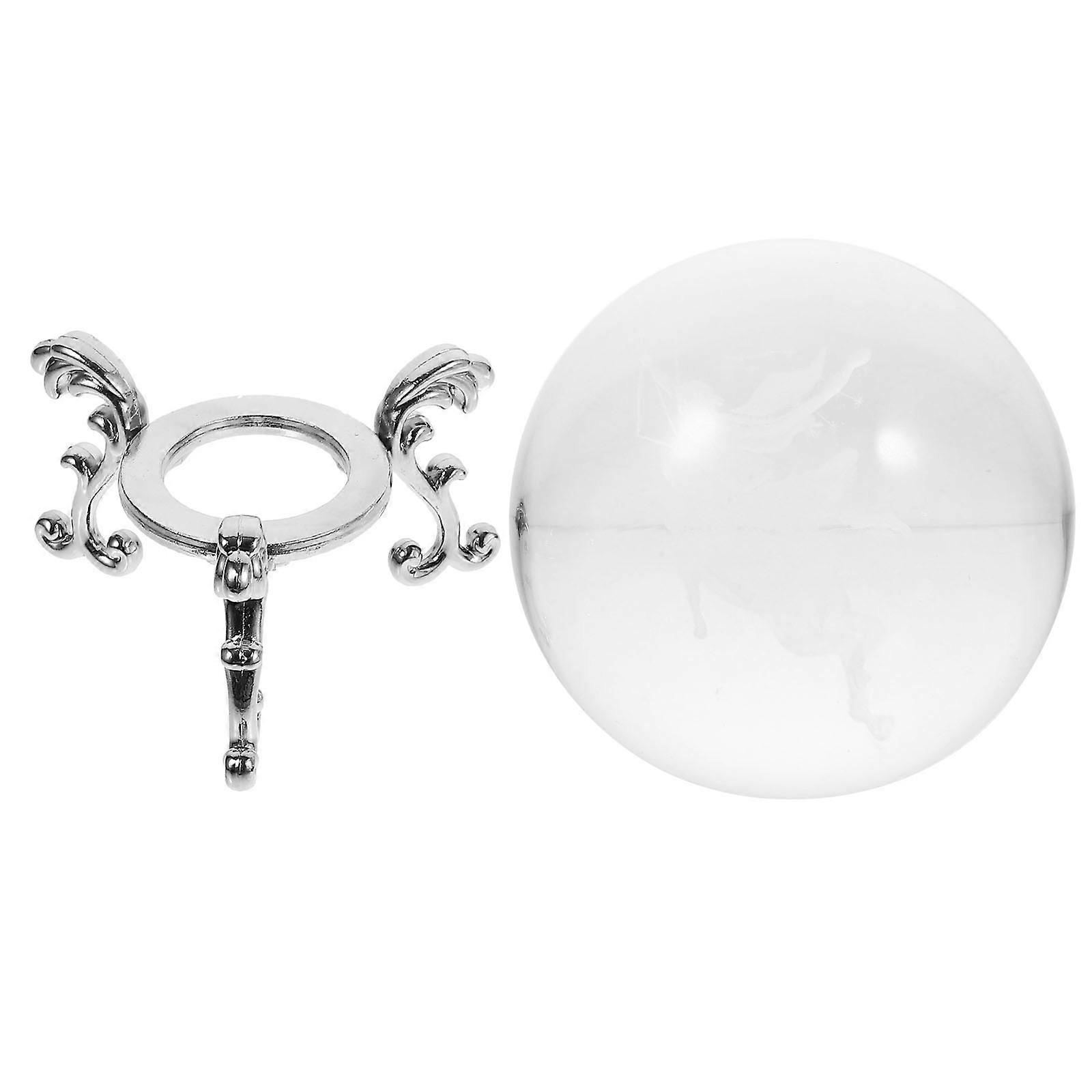 Crystal Ball Decoration with Constellation Pattern Clear Globe on Metal Stand for Home Decor 1 Set