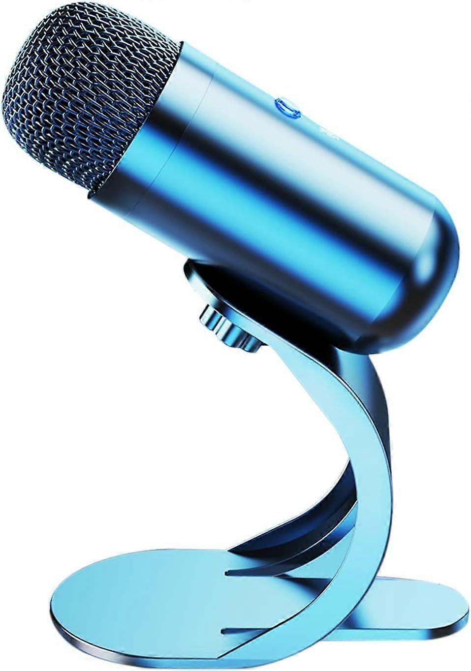 USB Computer Microphone, Podcast Microphone Desktop with Mute Button for Recording Streaming with Volume Control for PC(blue)