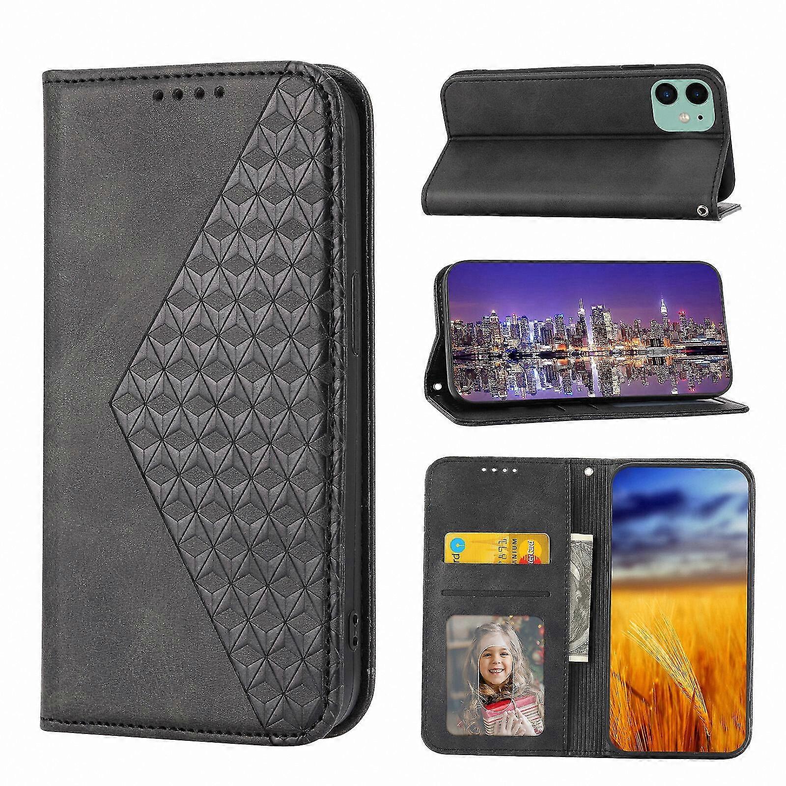 Leather Wallet Flip Case with Strap for 12 Units