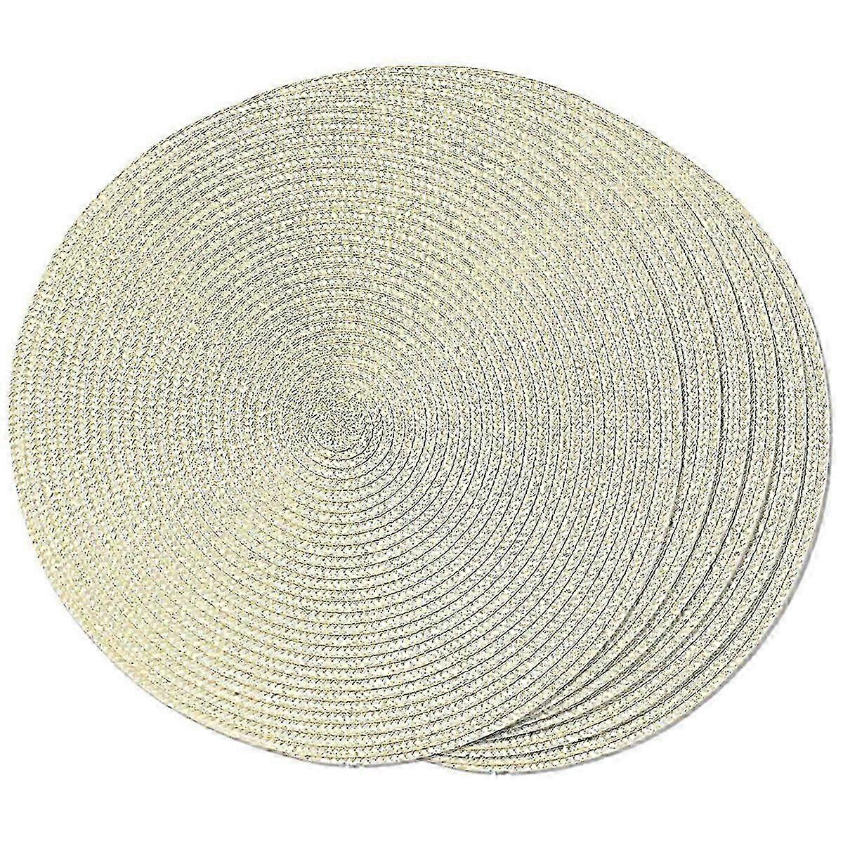Round Braided Placemats Set of 6 Table Mats for Dining Tables Woven Washable Non-Slip Place Mats 15