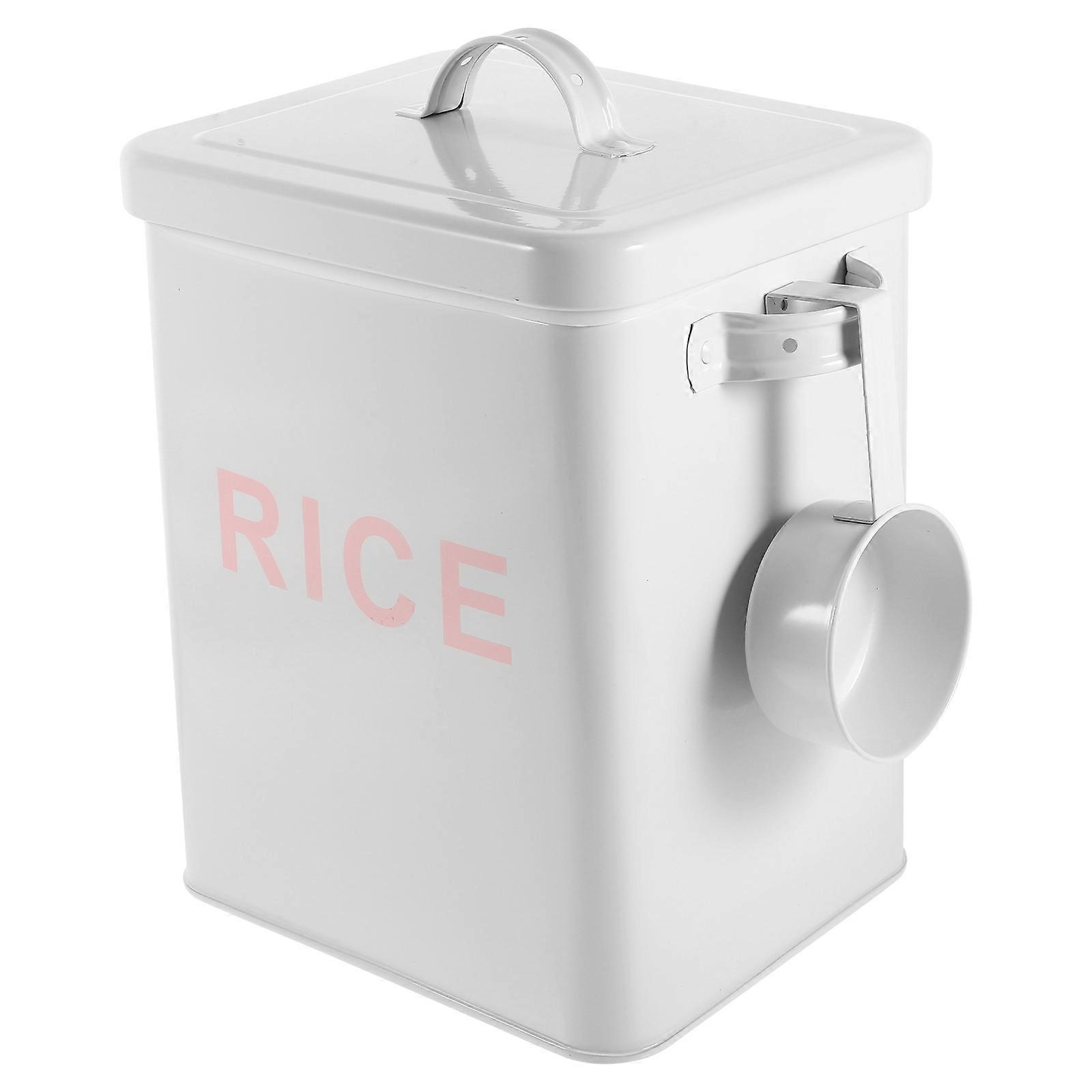 Flour Storage Bucket White Iron Material for Storage Use 1Pcs Kitchen Organizer