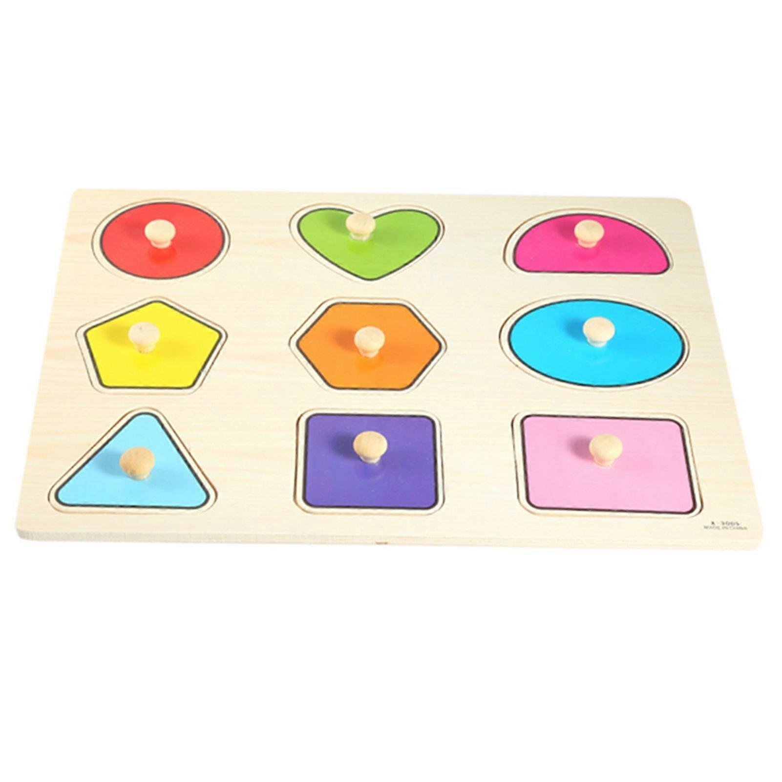 Funny Children Wooden Geometry Puzzle Kids Early Learning Educational Hand Grasp Toy