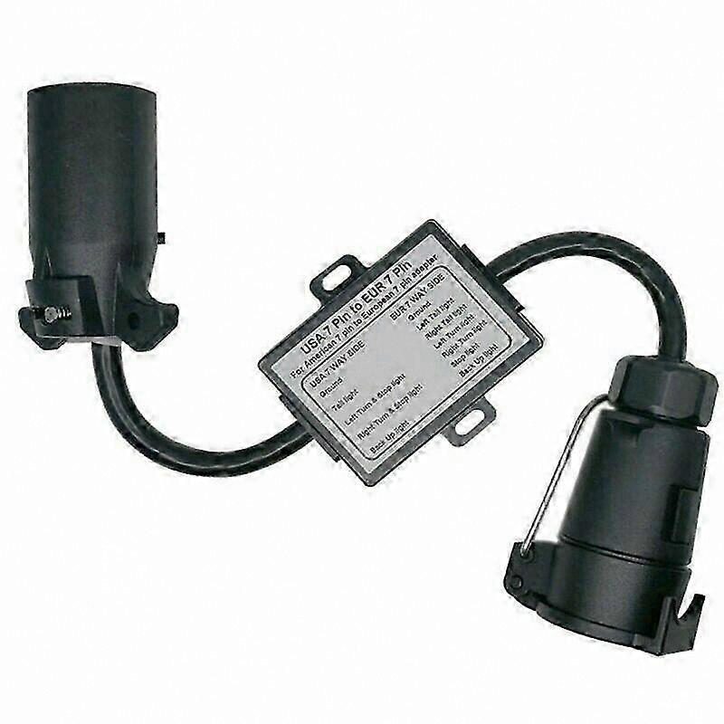 Adapter for US 7-Way Blade to EU 7-Pin Round Trailer Light Connection