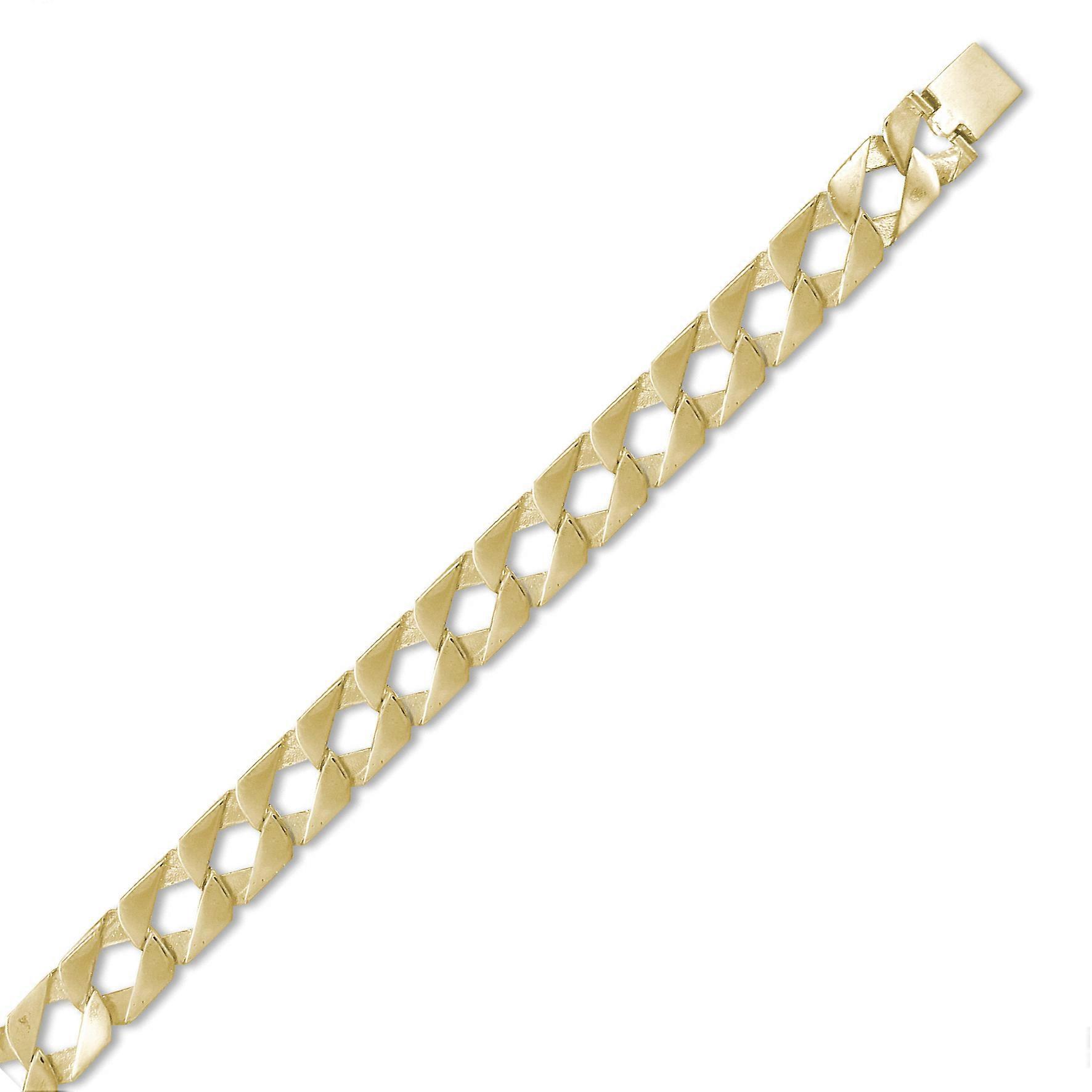 Jewelco Λονδίνο Ανδρών Στερεά 9ct Κίτρινο Χρυσό Δανία Κράσπεδο 14 χιλιοστά Μετρητή Χέρι Συναρμολογημένο Cast Αλυσίδα Κολιέ