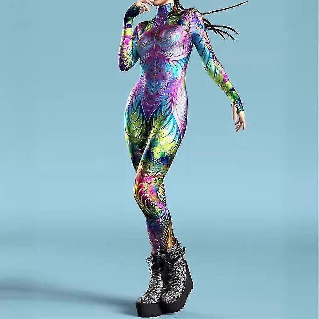 אוברול סייברפאנק לנשים הדפסת תלת מימד סקסי סולם דגים בגד גוף ליל כל הקדושים תחפושת מסיבת קרנבל
