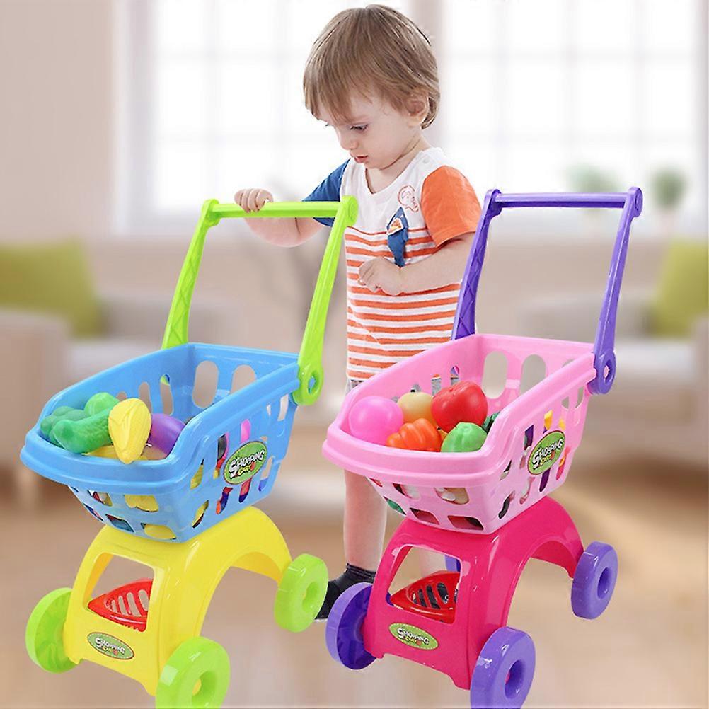 Kids Shopping Cart Shopping Cart Toy for Decoration 24 Pieces Blue