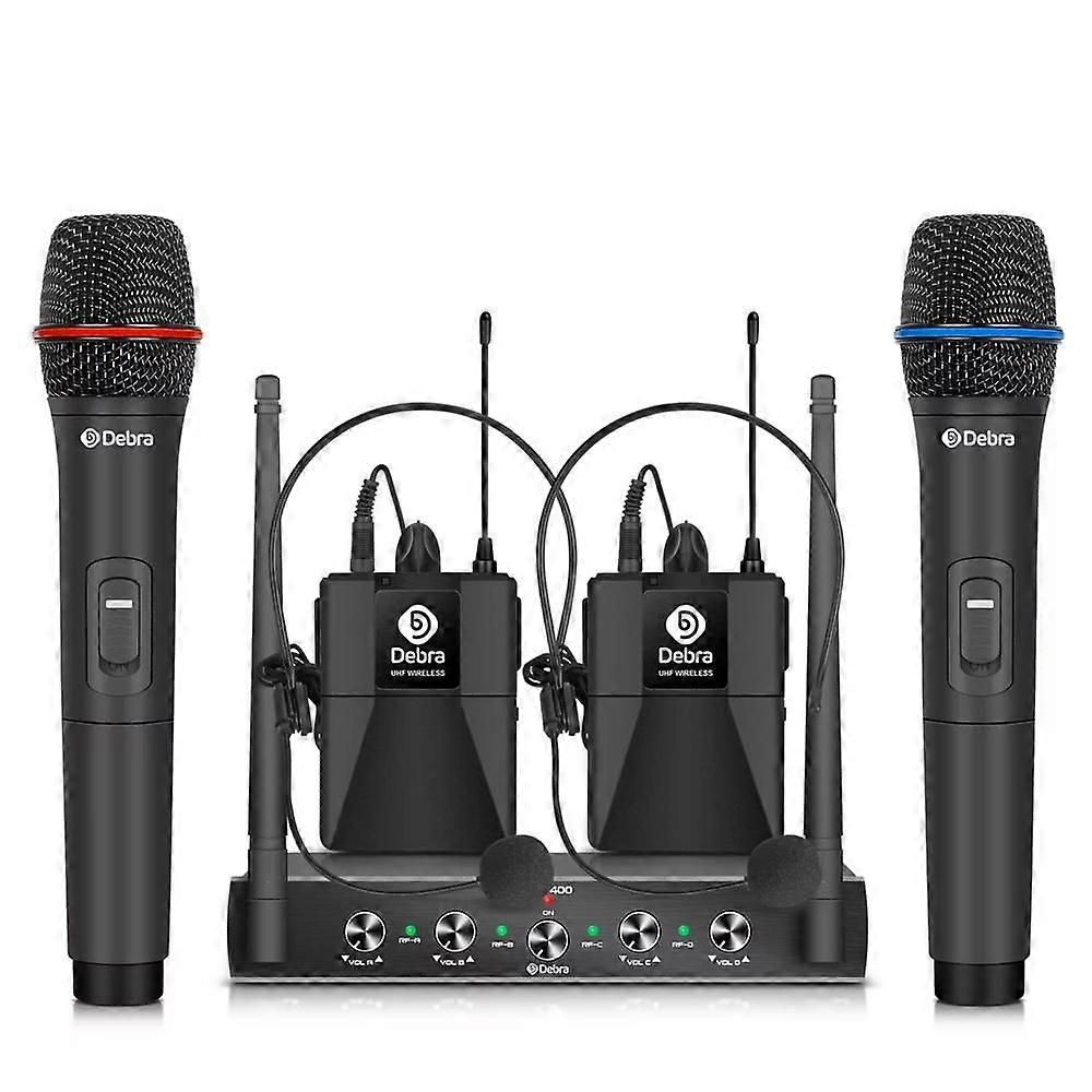 DEBRA UHF Wireless Microphone, Model: 2 Handheld +2 Bodypack (EU Plug)