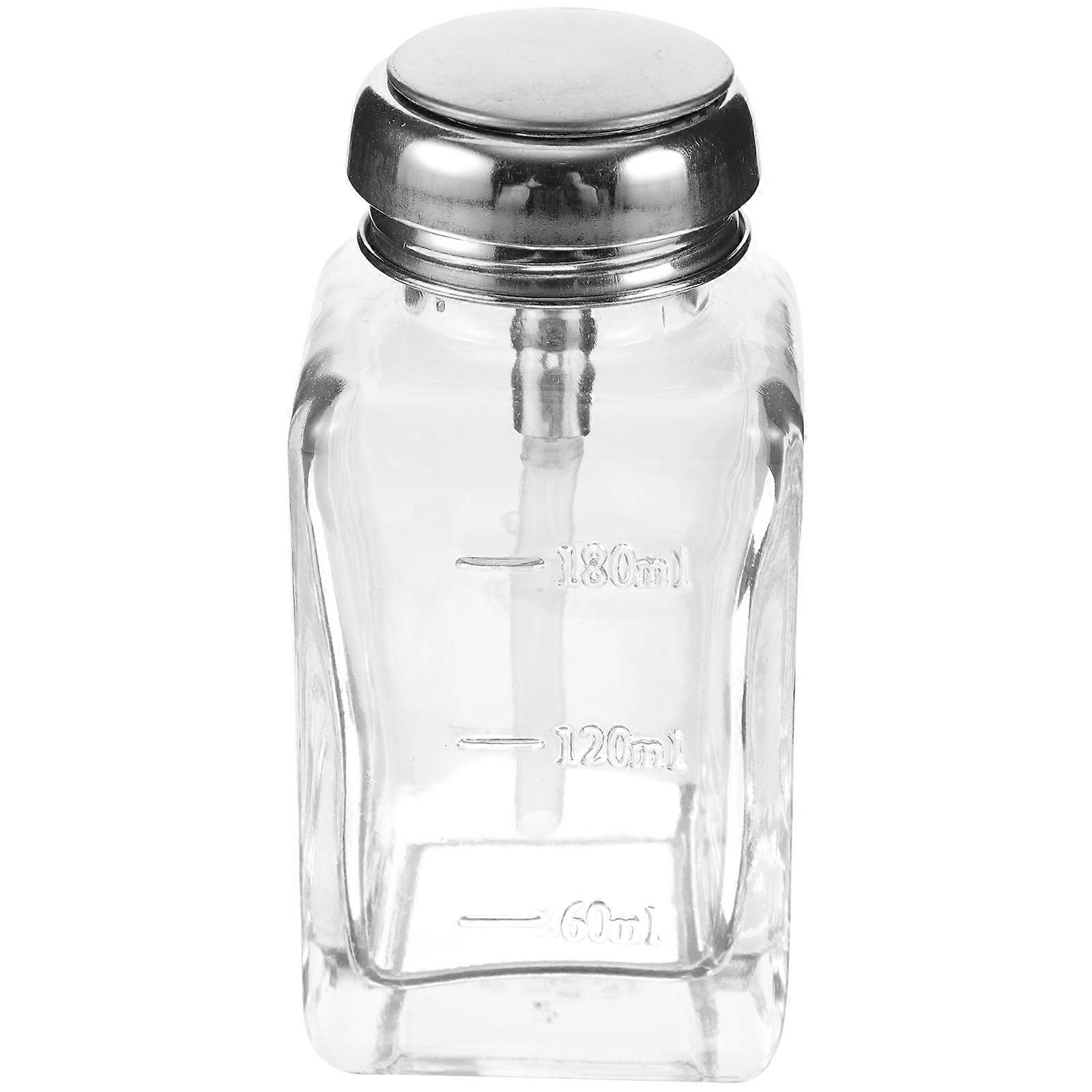 Glass Pump Bottle for Nail Polish Remover with 4Pcs Transparent Containers