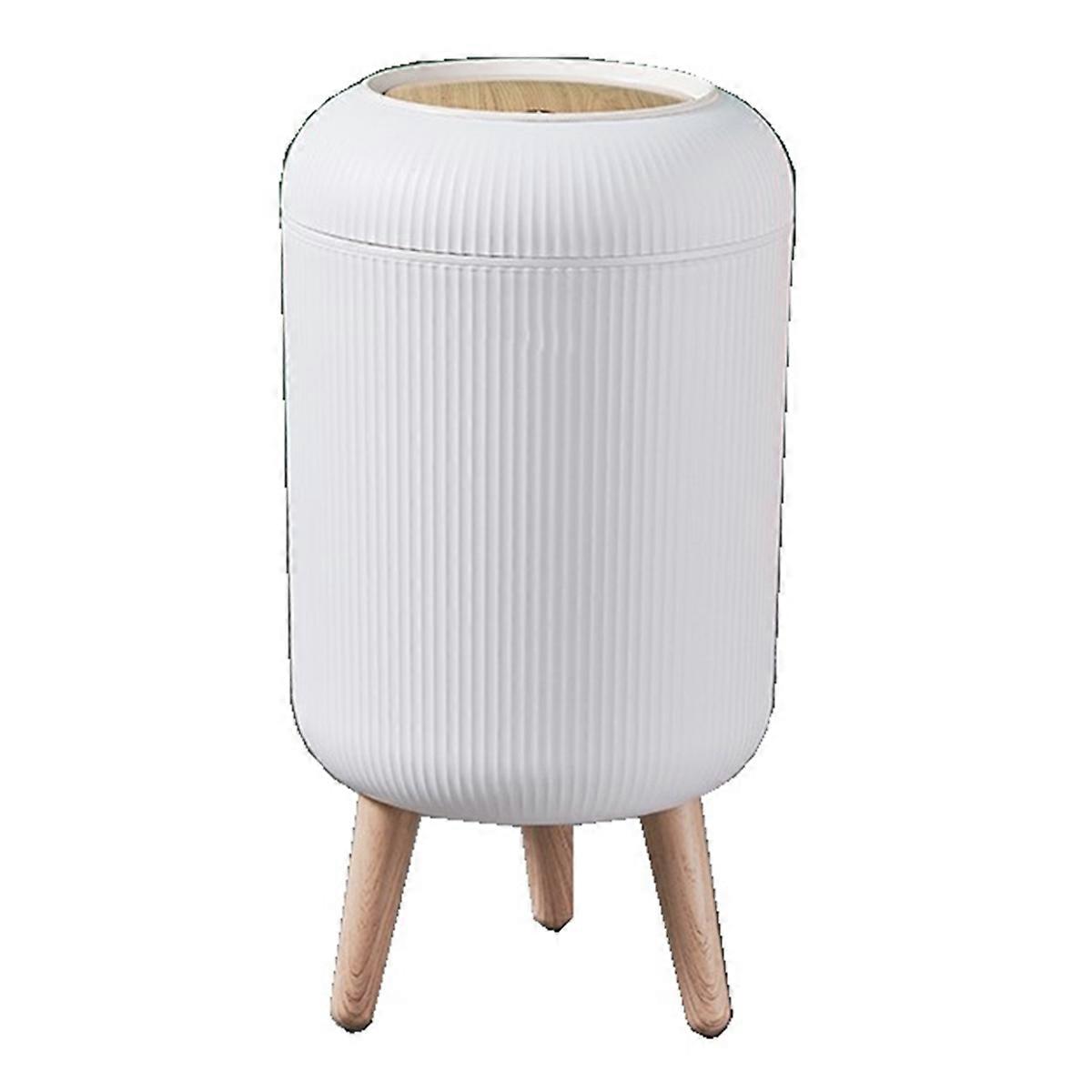 High-Legged Wood Grain Trash Can Plastic Dustbin