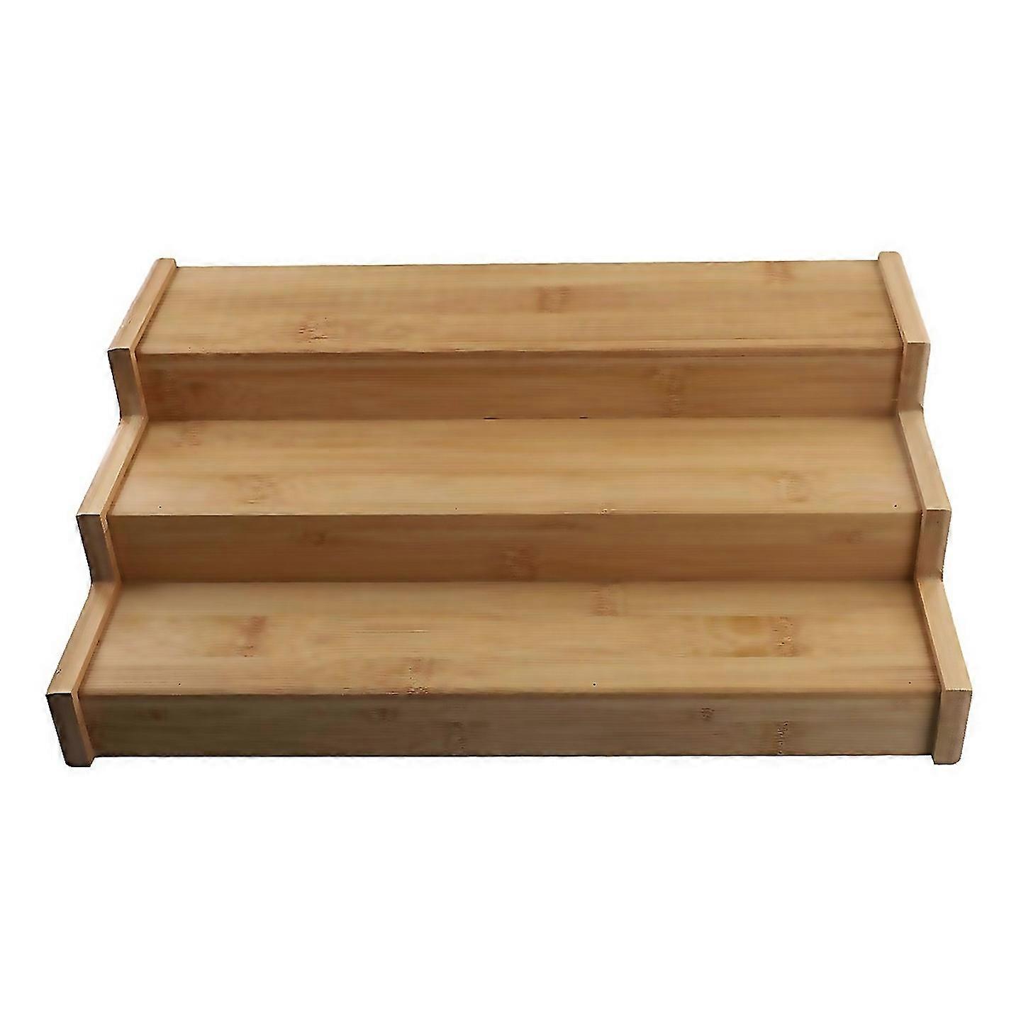 For 3tier Nonexpandable Bamboo Spice Rack Step Shelf Cabinet Organizer