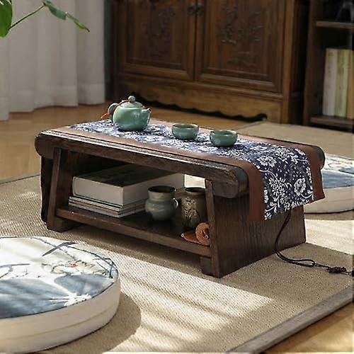 Japanese Folding Coffee Table Low Solid Wood Tatami Table With Partition 80cm No Assembly Required For Meditation