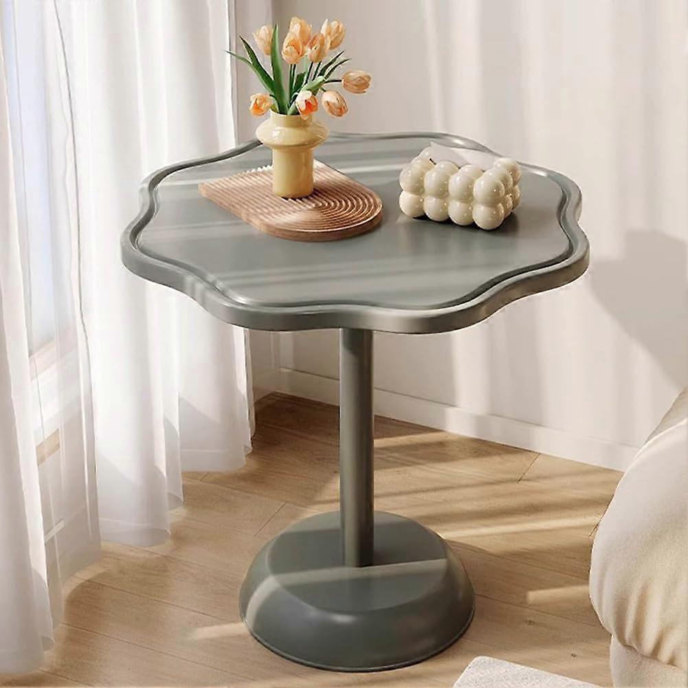 Round End Tables For Living Room And Bedroom, FlowerShape Side Table, Small Circle Side Tables For Small Spaces, Gray