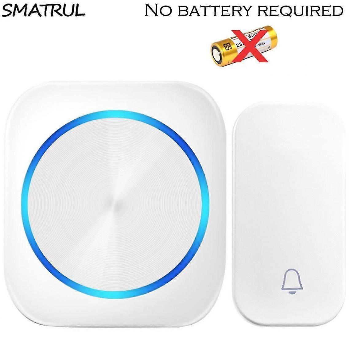 Automatic Waterproof Wireless Doorbell Wireless Door Bell Ring Night Lamp Without Battery Plug Home Button Receiver | Doorbell (white)