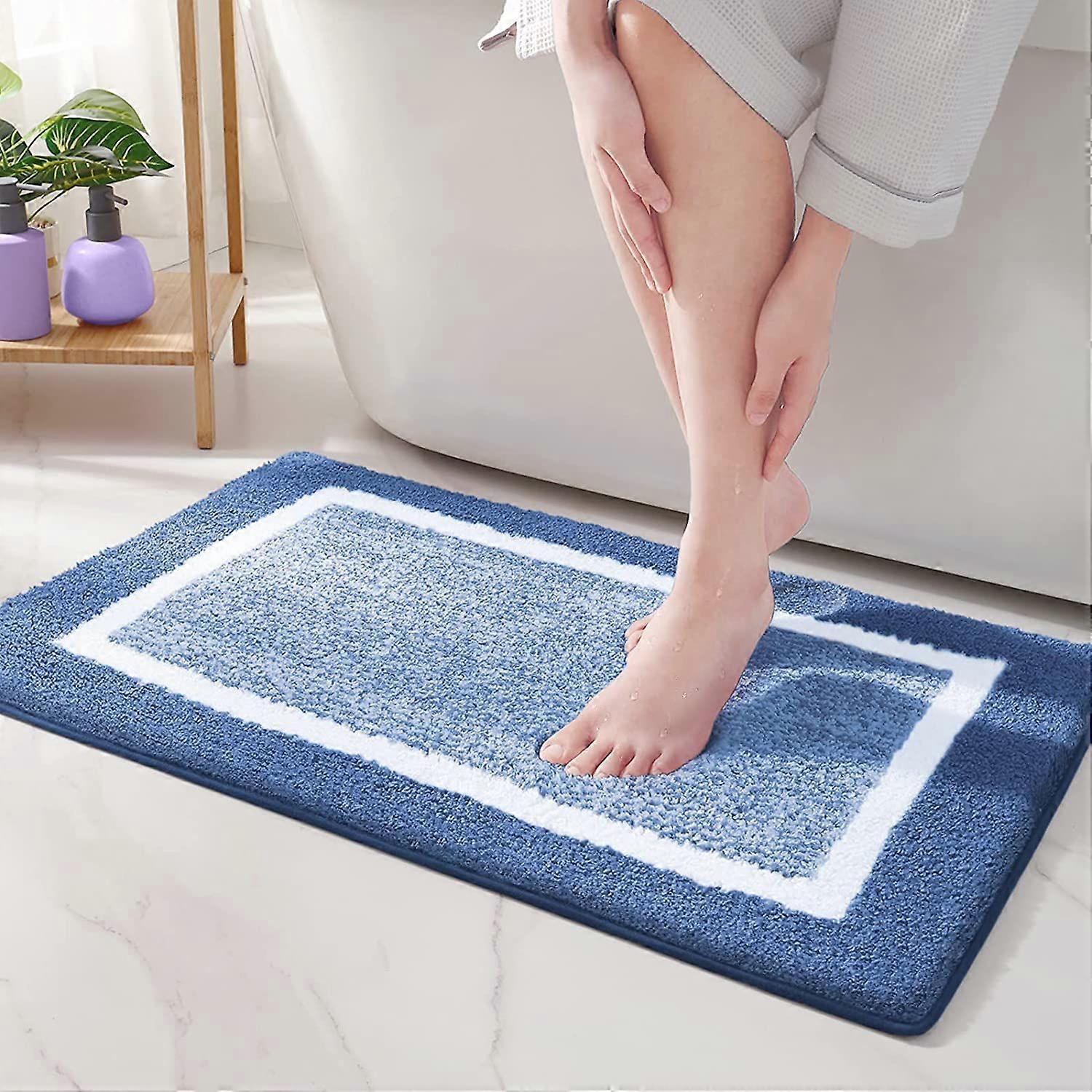 Shower Water Absorbent Bath Rug Durable Floor Mats (Navy)