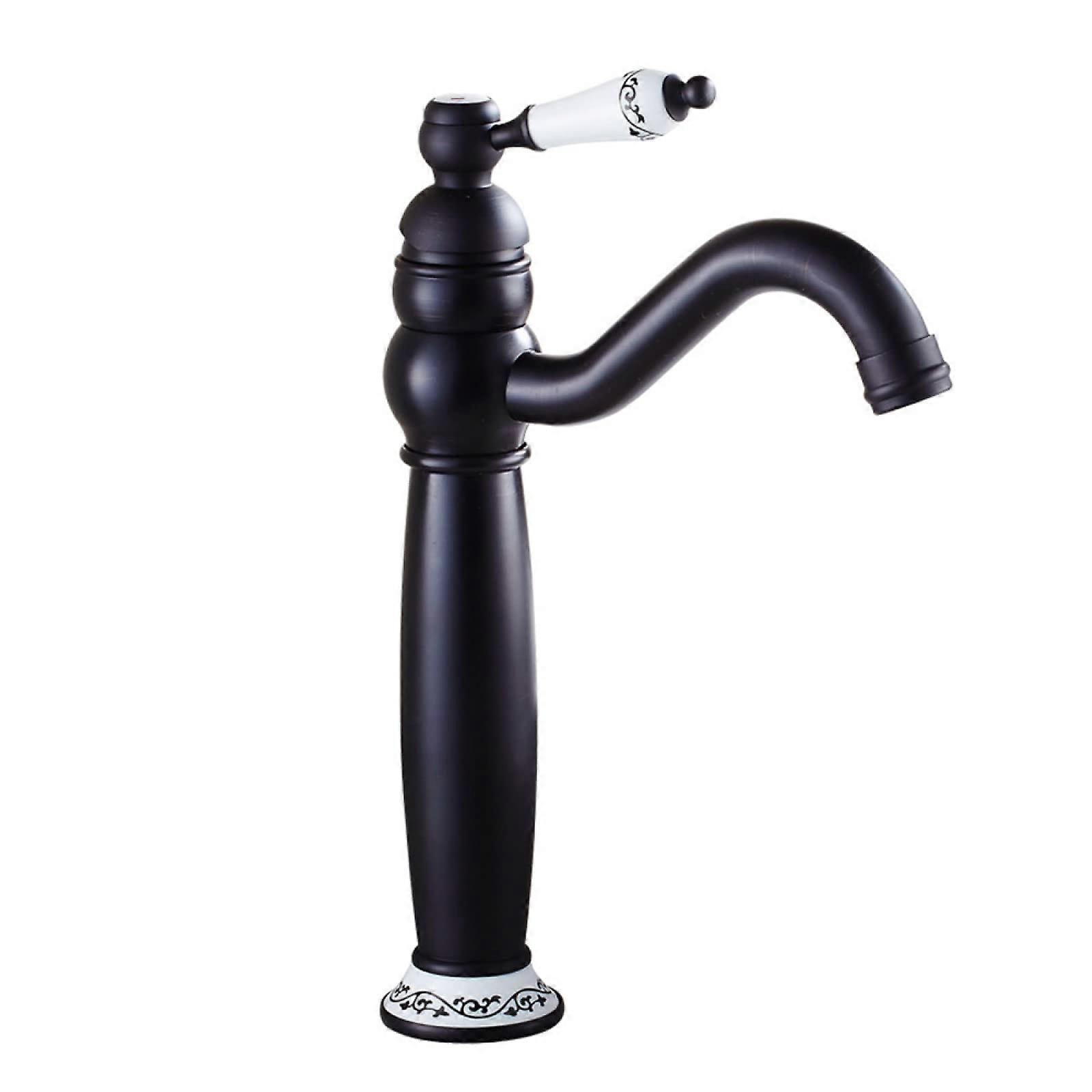 Bathroom Sink Faucet Retro Black Finish, 360 Degree Swivel Spout, SingleHandle, 1Hole Installation, Hot And Cold Water