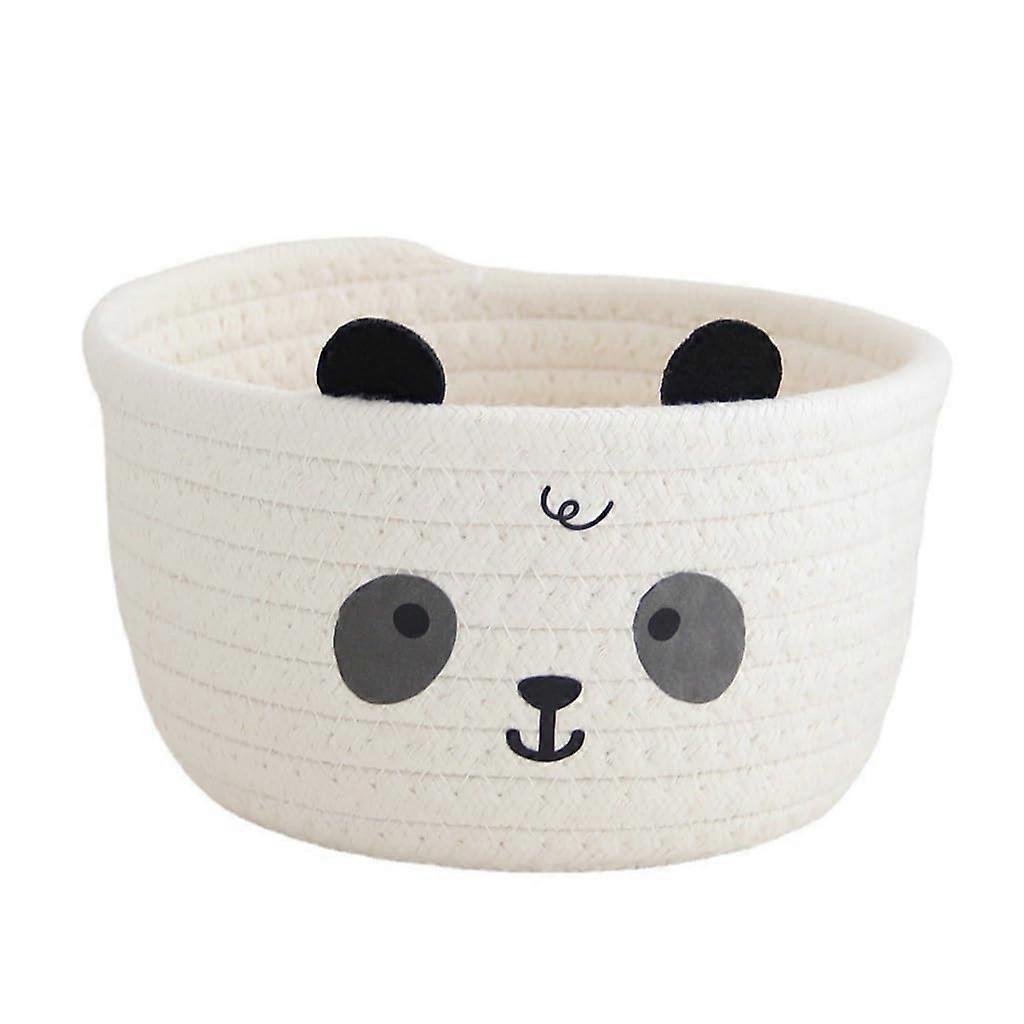 Charm Lovely Bear And Pandas Cotton Rope Storage Basket 15x12 Inches For Home Organization And Space Saving Decor