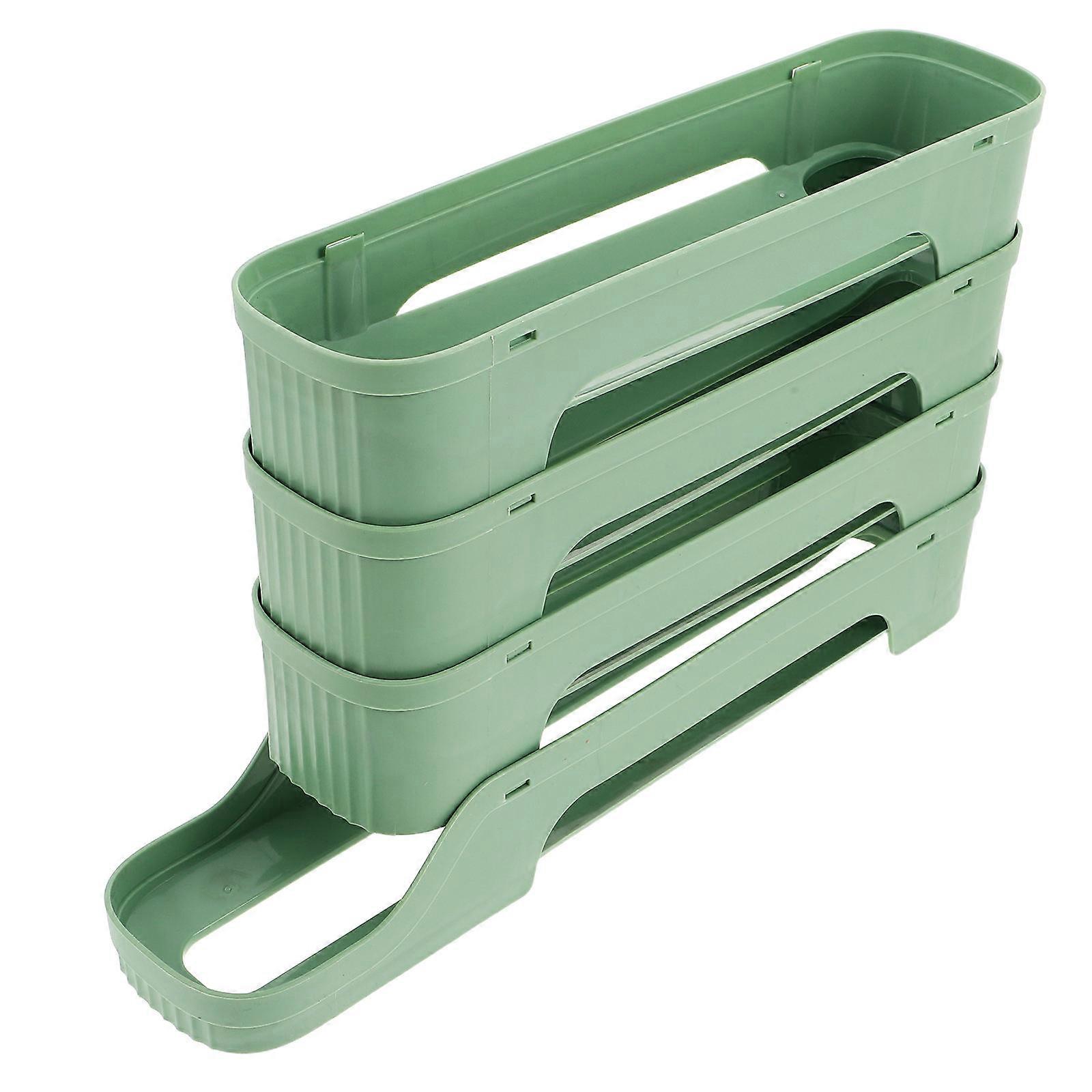Egg Holder for Refrigerator Auto Rolling Egg Dispenser Space-Saving Organizer 4 Layers Green Plastic Storage Container Set