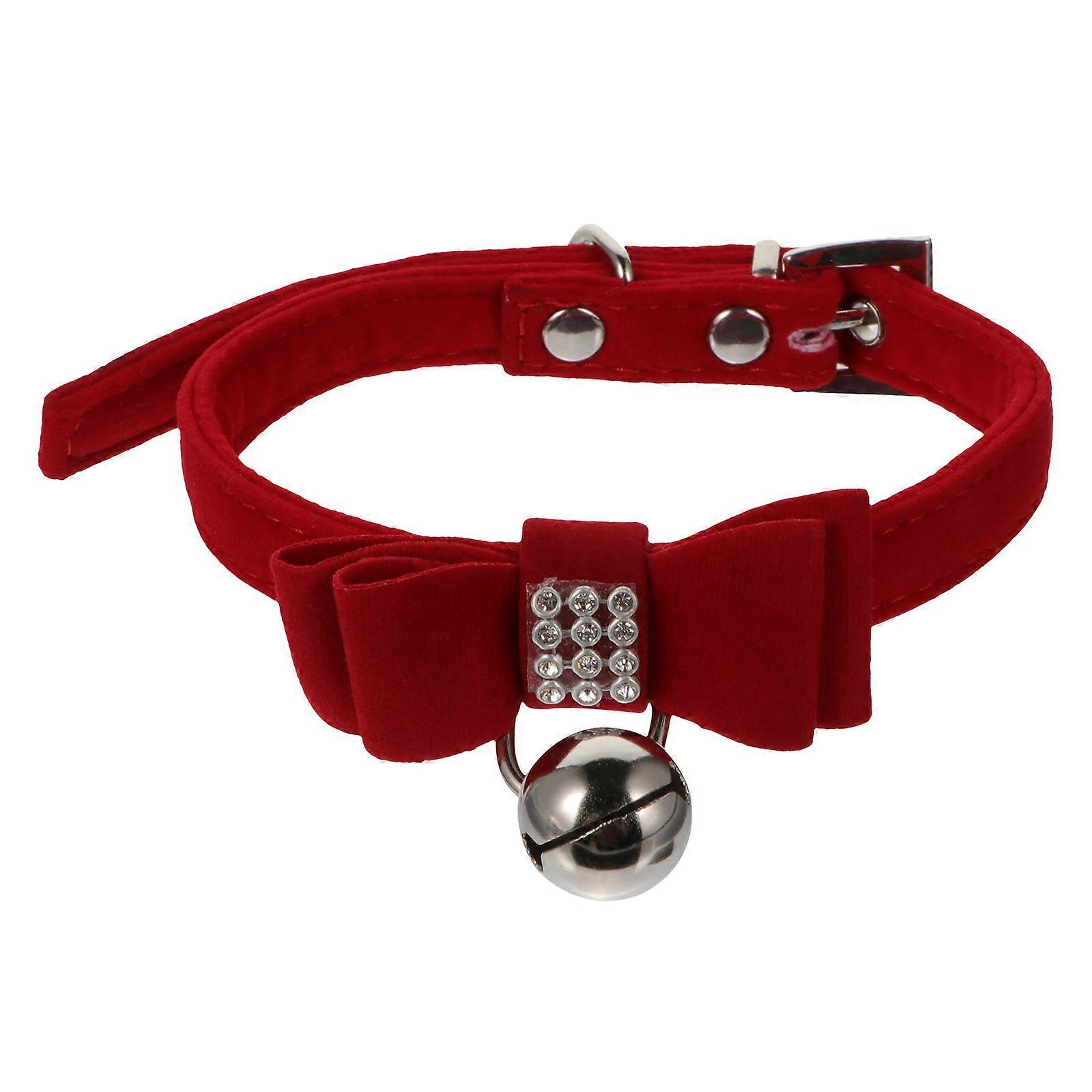 Pet Cat Collar Red Rhinestone Collar 2Pcs for Stylish Pets