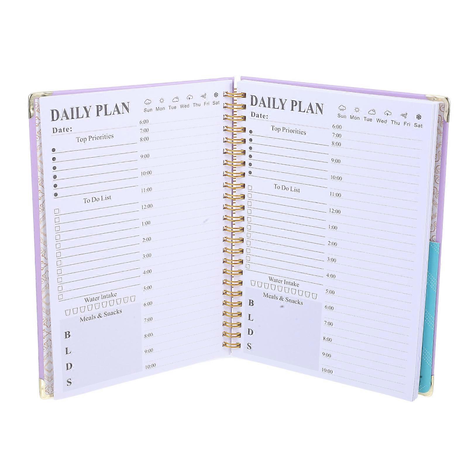 A5 Daily Journal Notebook For Men And Women For Work School Use In Purple With Task Organization 1Pcs