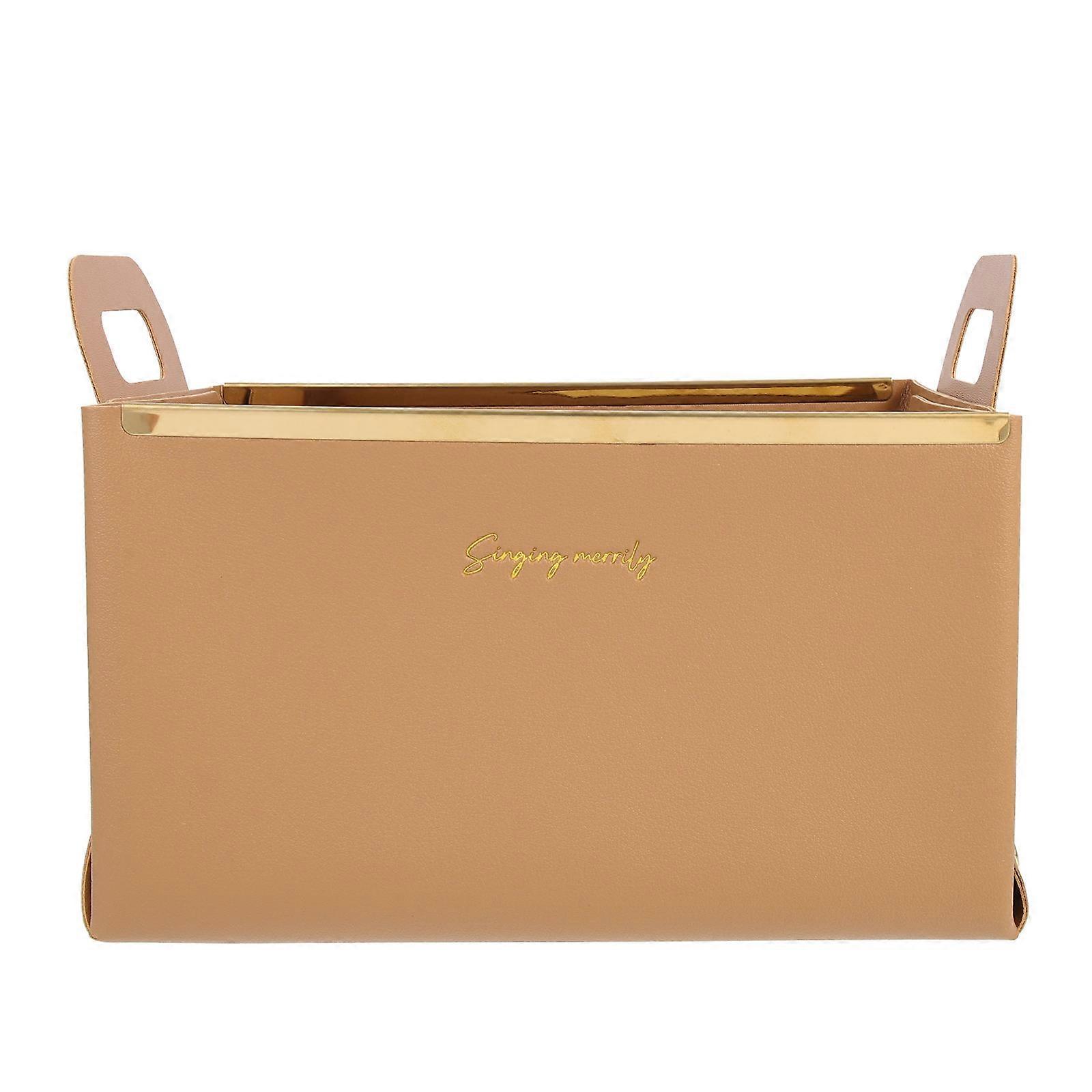 Light Brown Desktop Storage Organizer Perfect For Office Workers And Students Made With And Alloy For Organizing 1Pcs