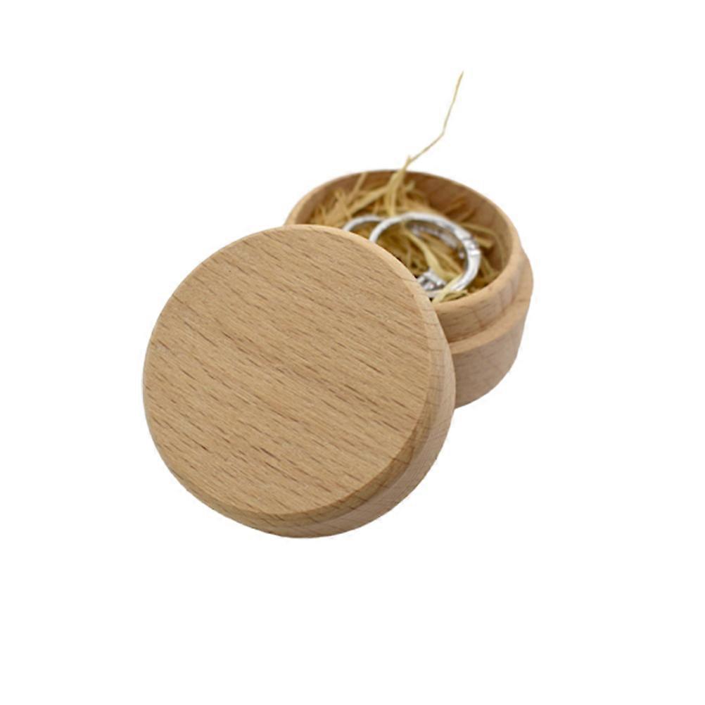 Ring Jewelry Case for Storage Use Small Durable Wooden Box with Linen Material