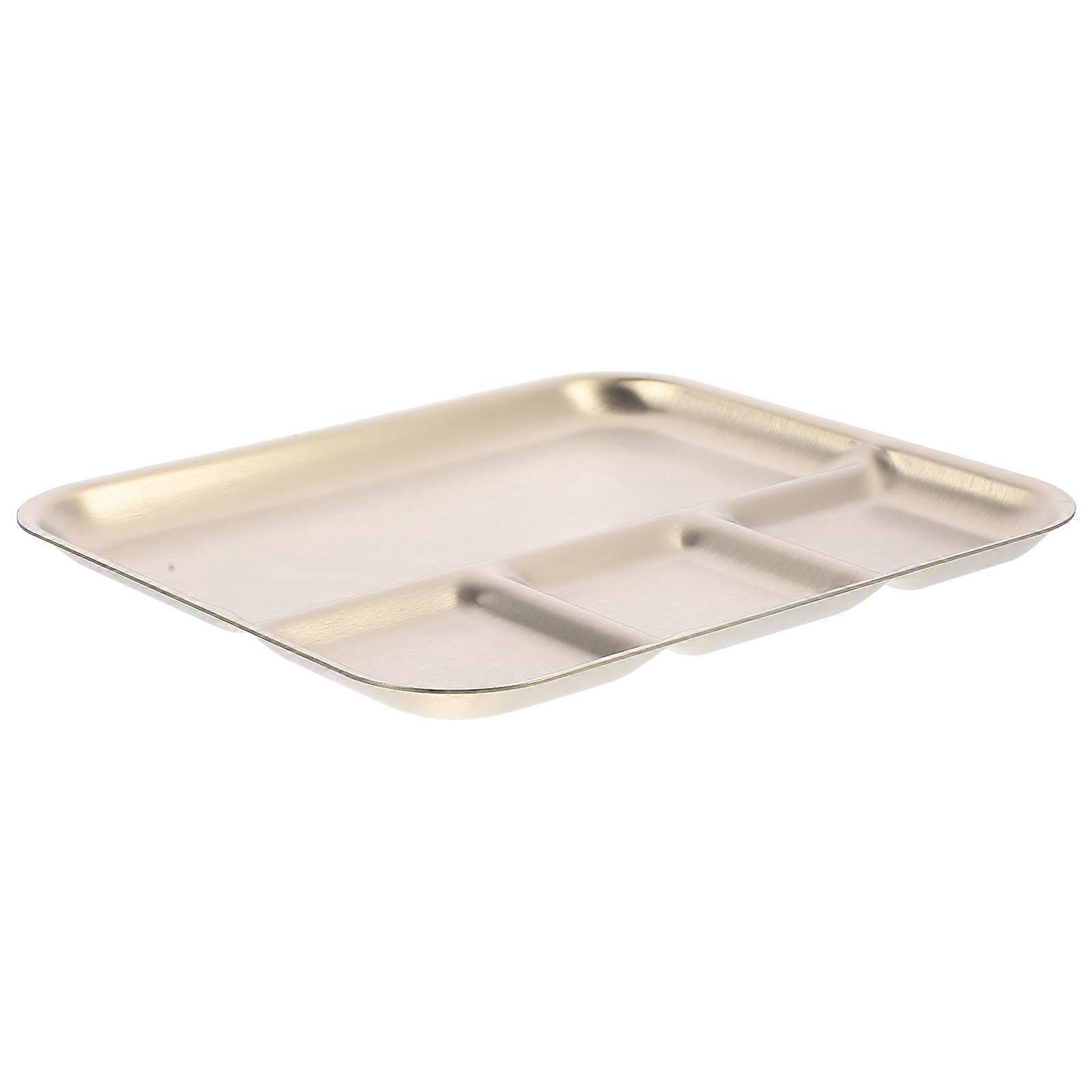 Stainless Steel Compartment Plates 4Pcs Multi-Functional Division Tray for Daily Use and Buffet Events in Design